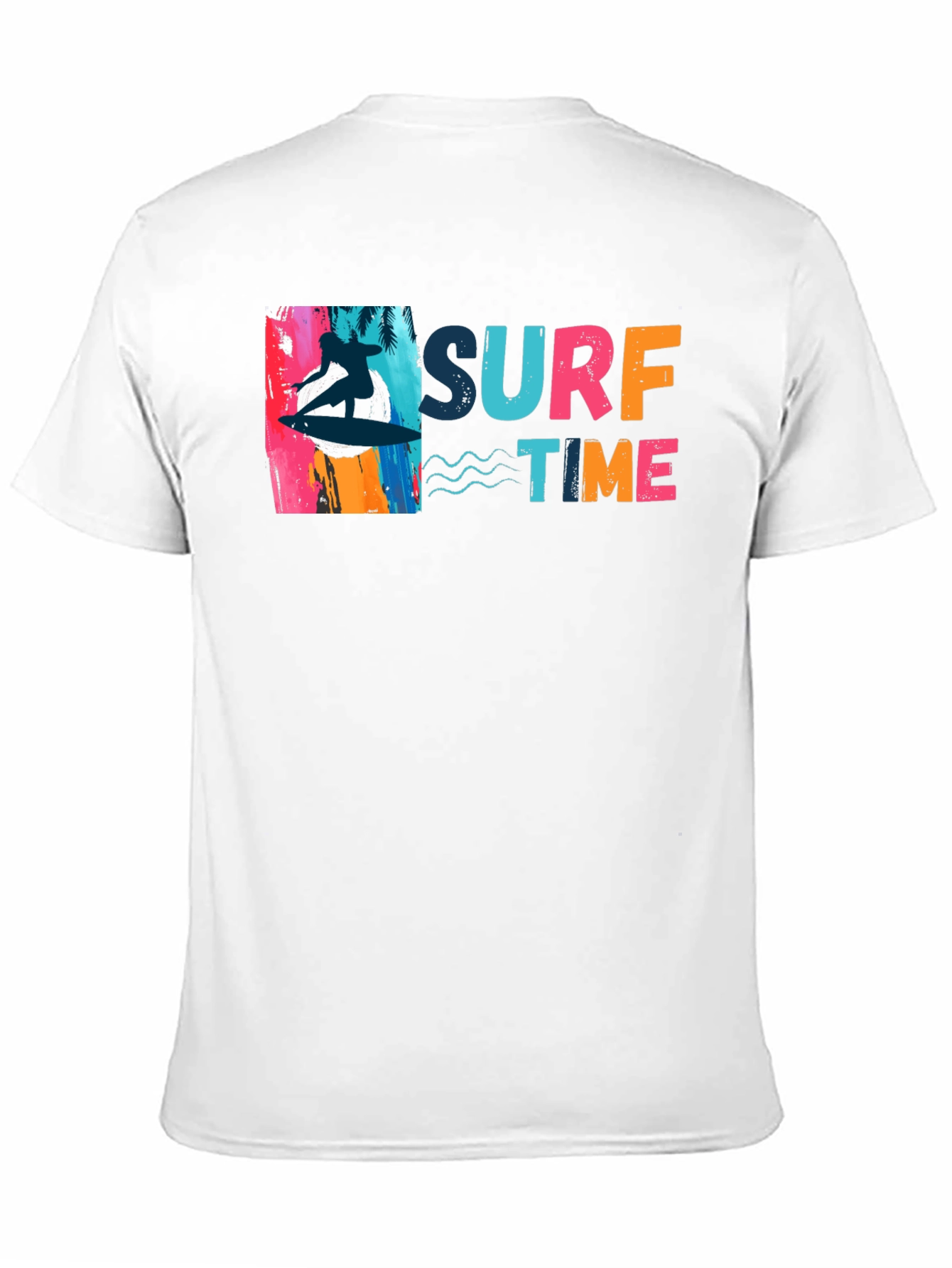 Surf Time Graphic Tee - Black Cotton T-Shirt