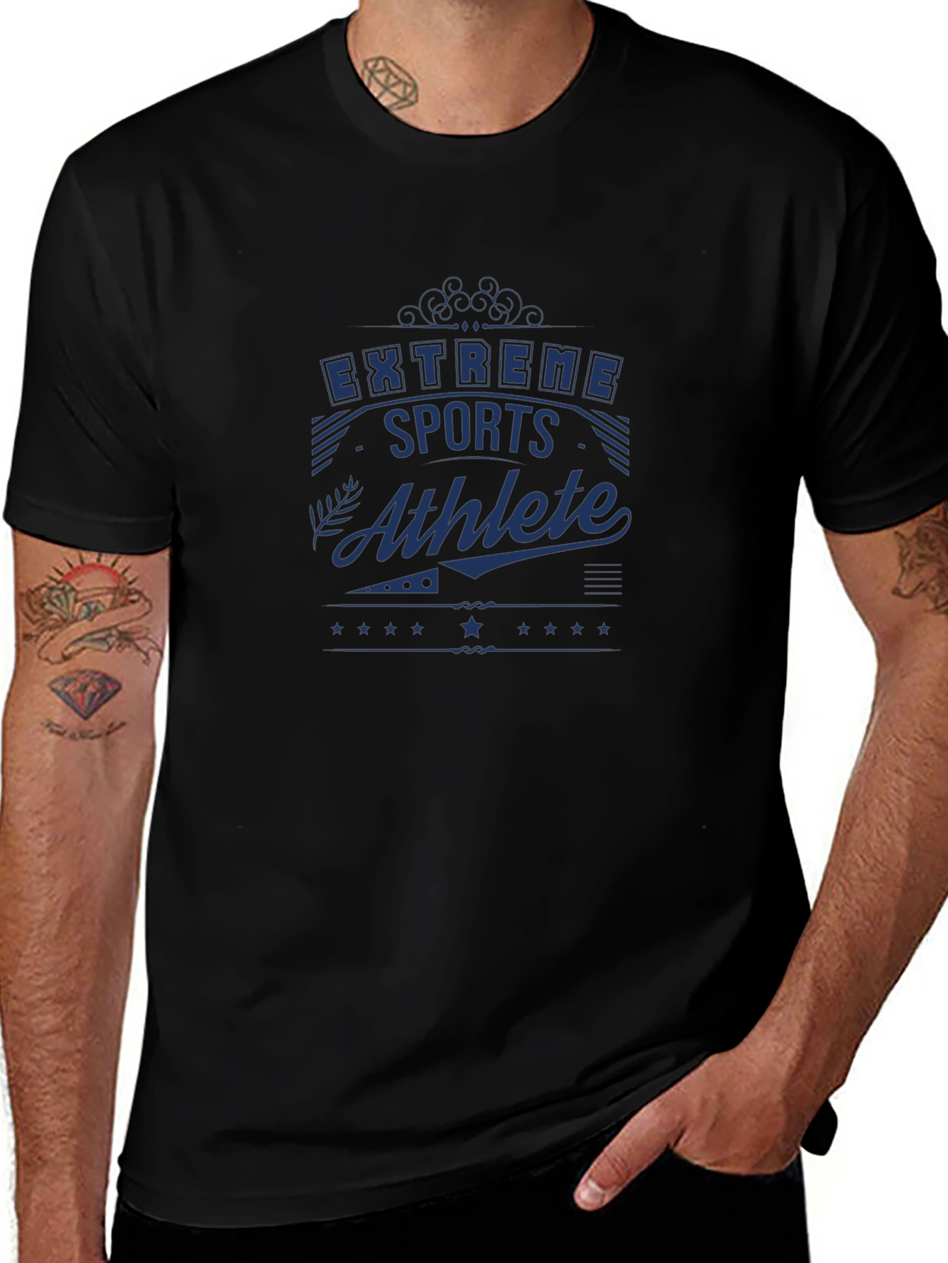 Extreme Sports Athlete Black Graphic T-Shirt
