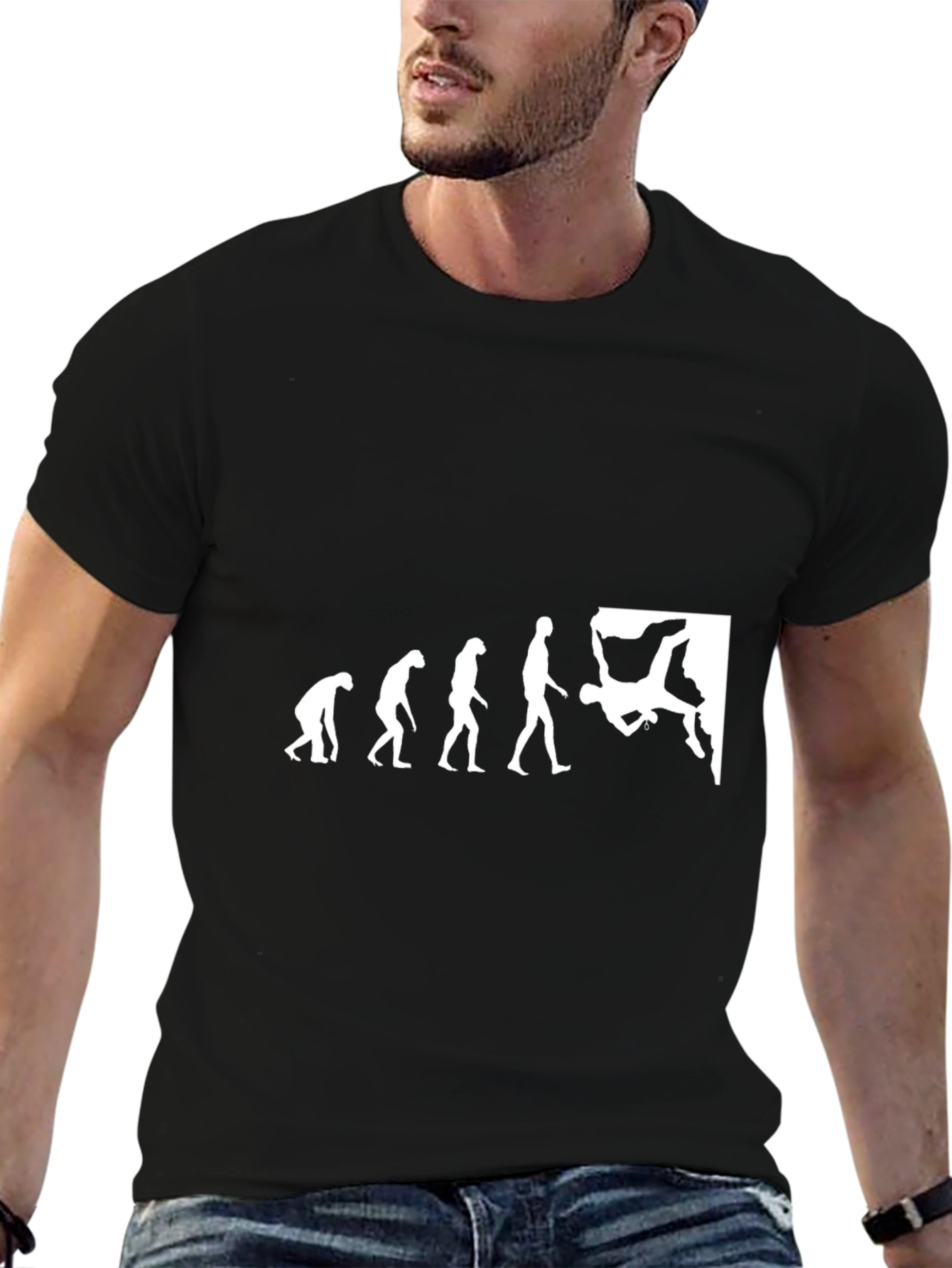 Climbing Evolution Graphic Tee - Black Cotton