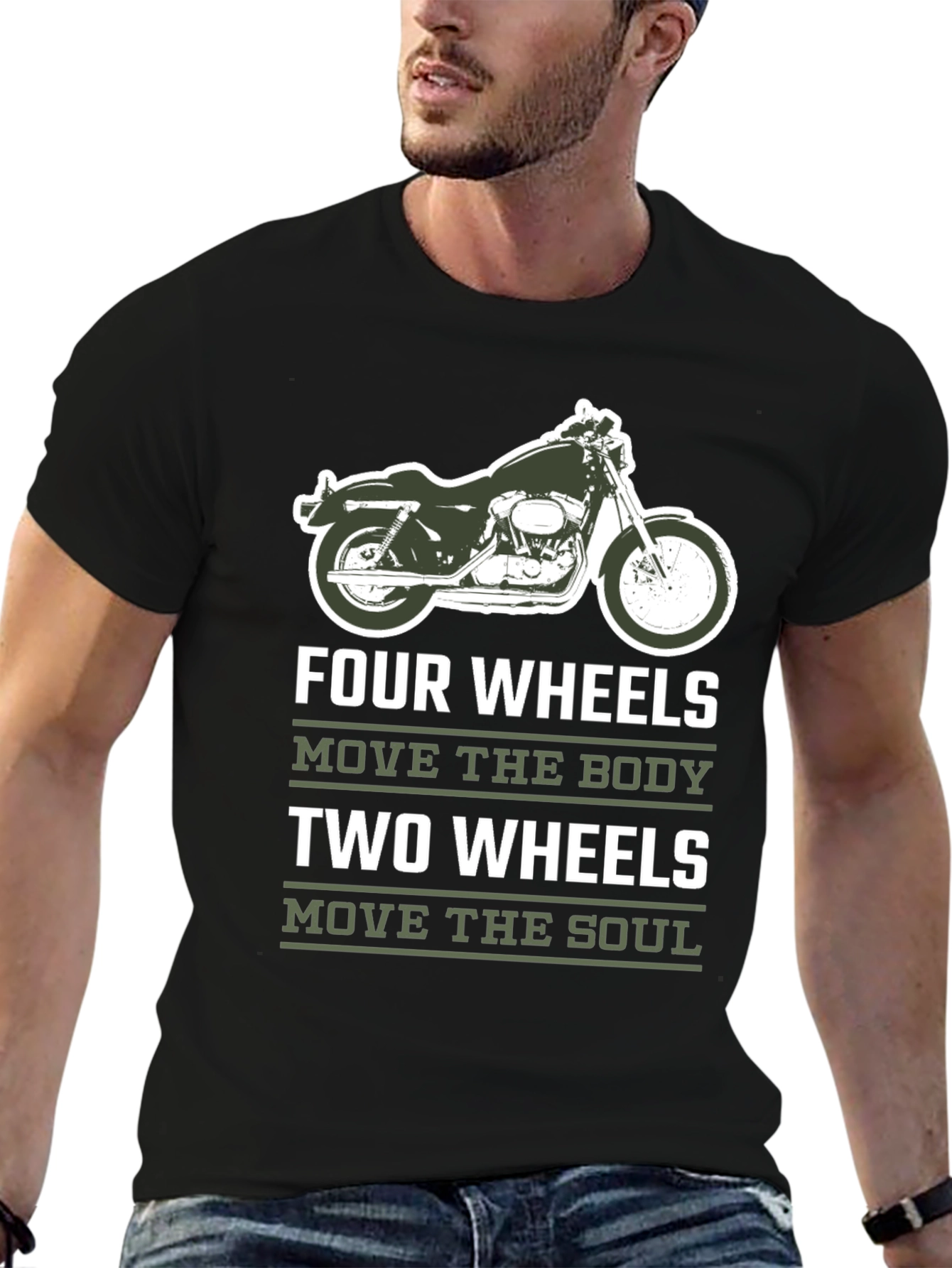 Motorcycle T-Shirt - Four Wheels Move The Body