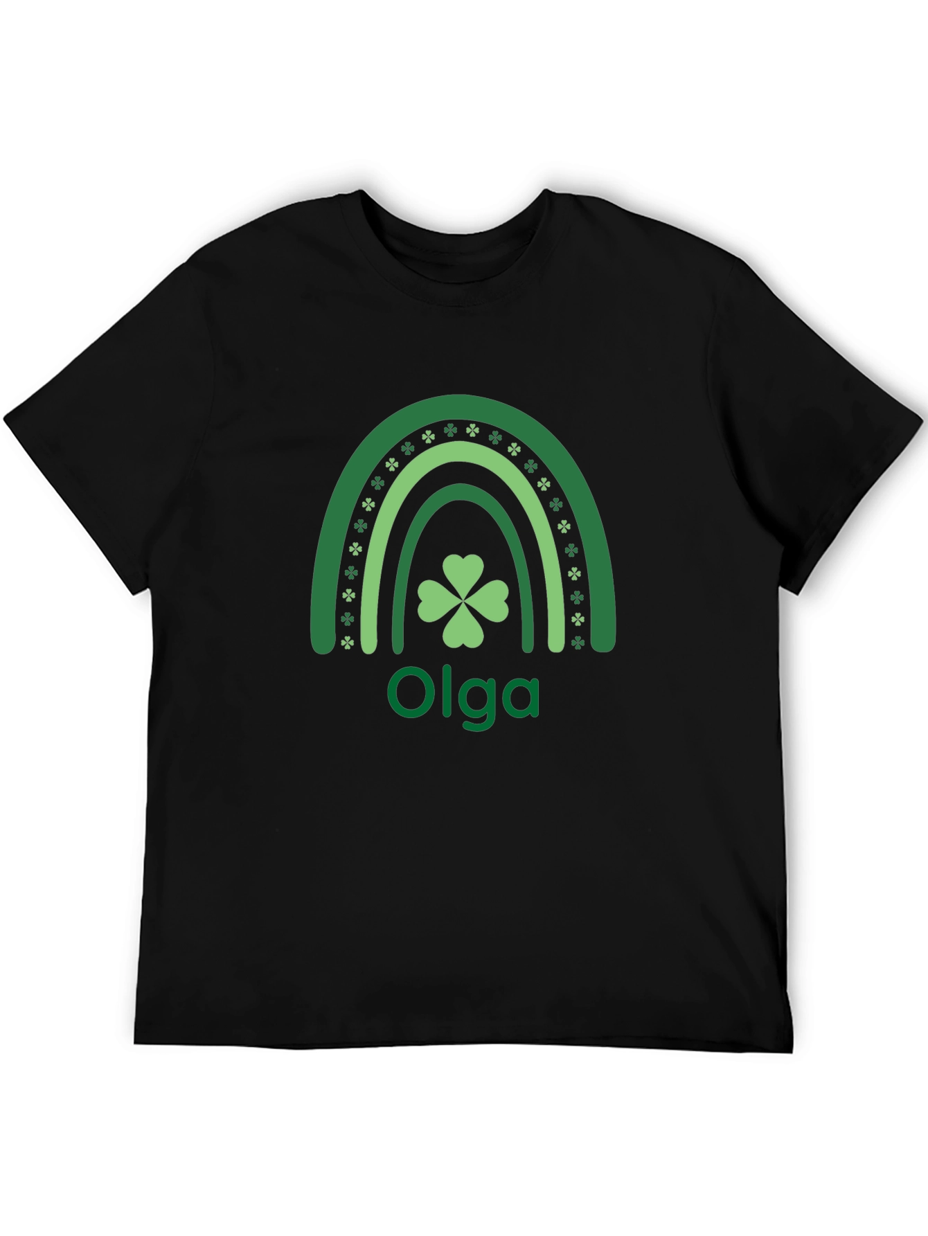 Personalized St. Patricks Day Olga Rainbow Shamrock T-Shirt