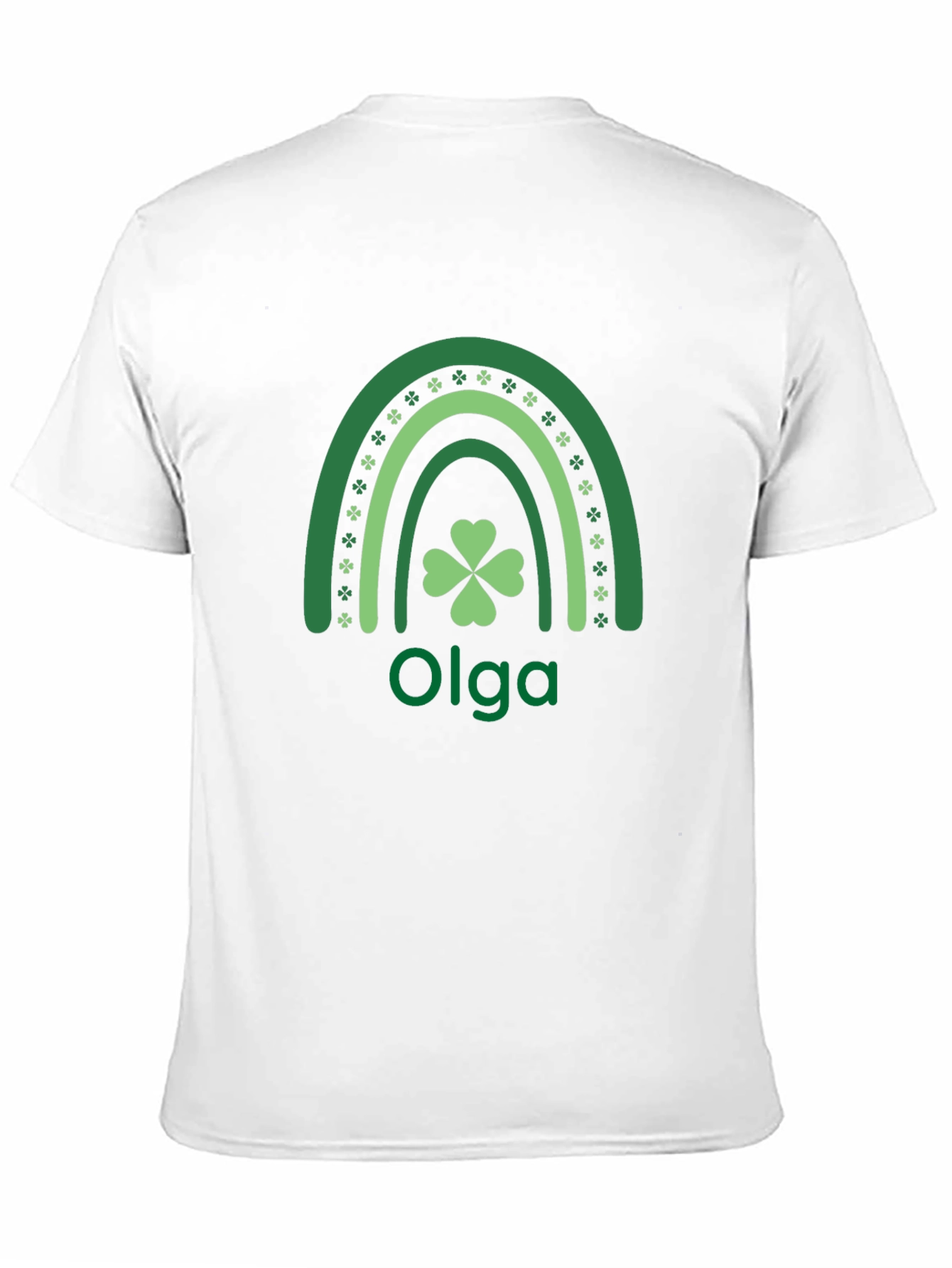 Personalized St. Patricks Day Olga Rainbow Shamrock T-Shirt