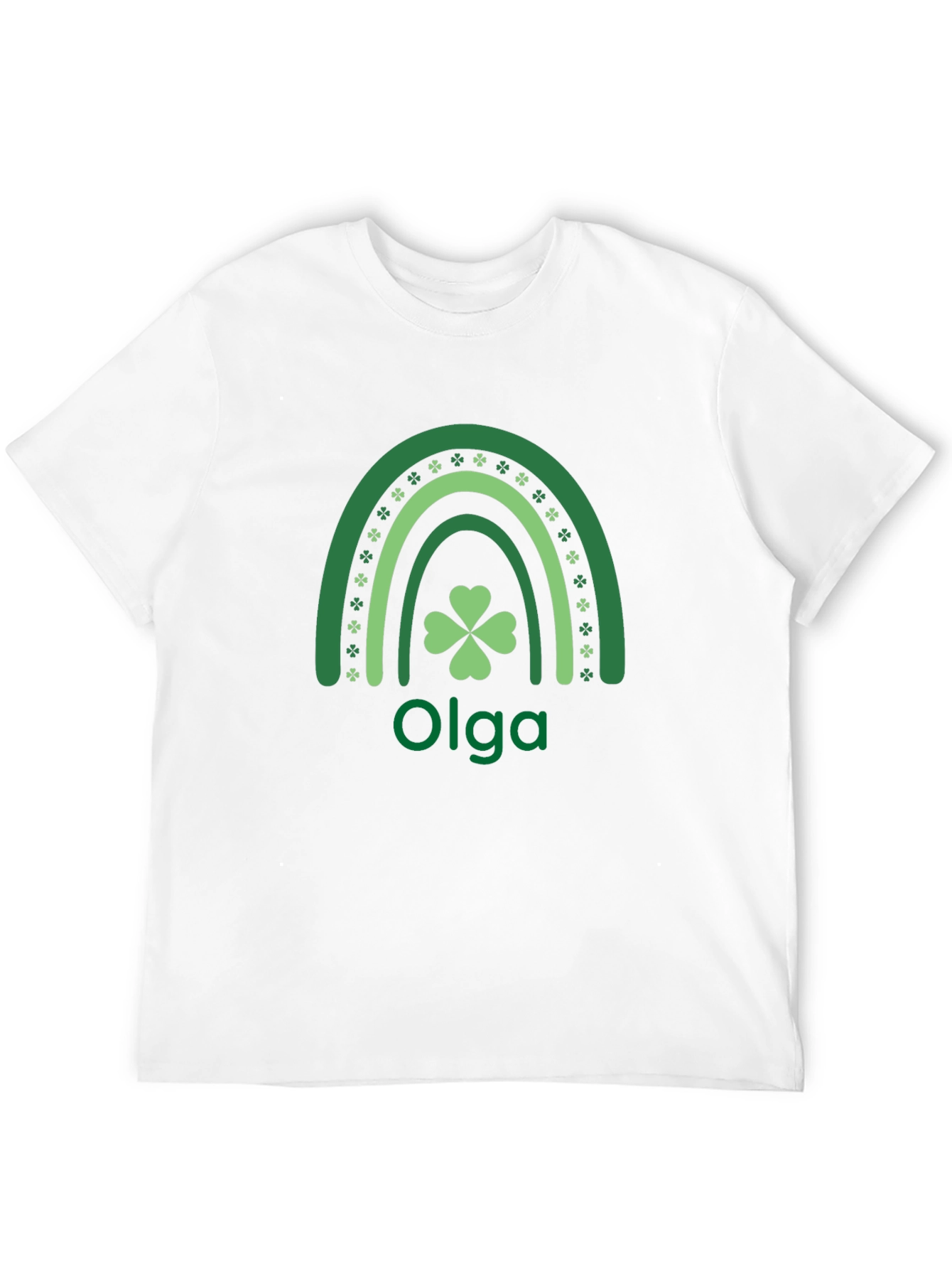 Personalized St. Patricks Day Olga Rainbow Shamrock T-Shirt