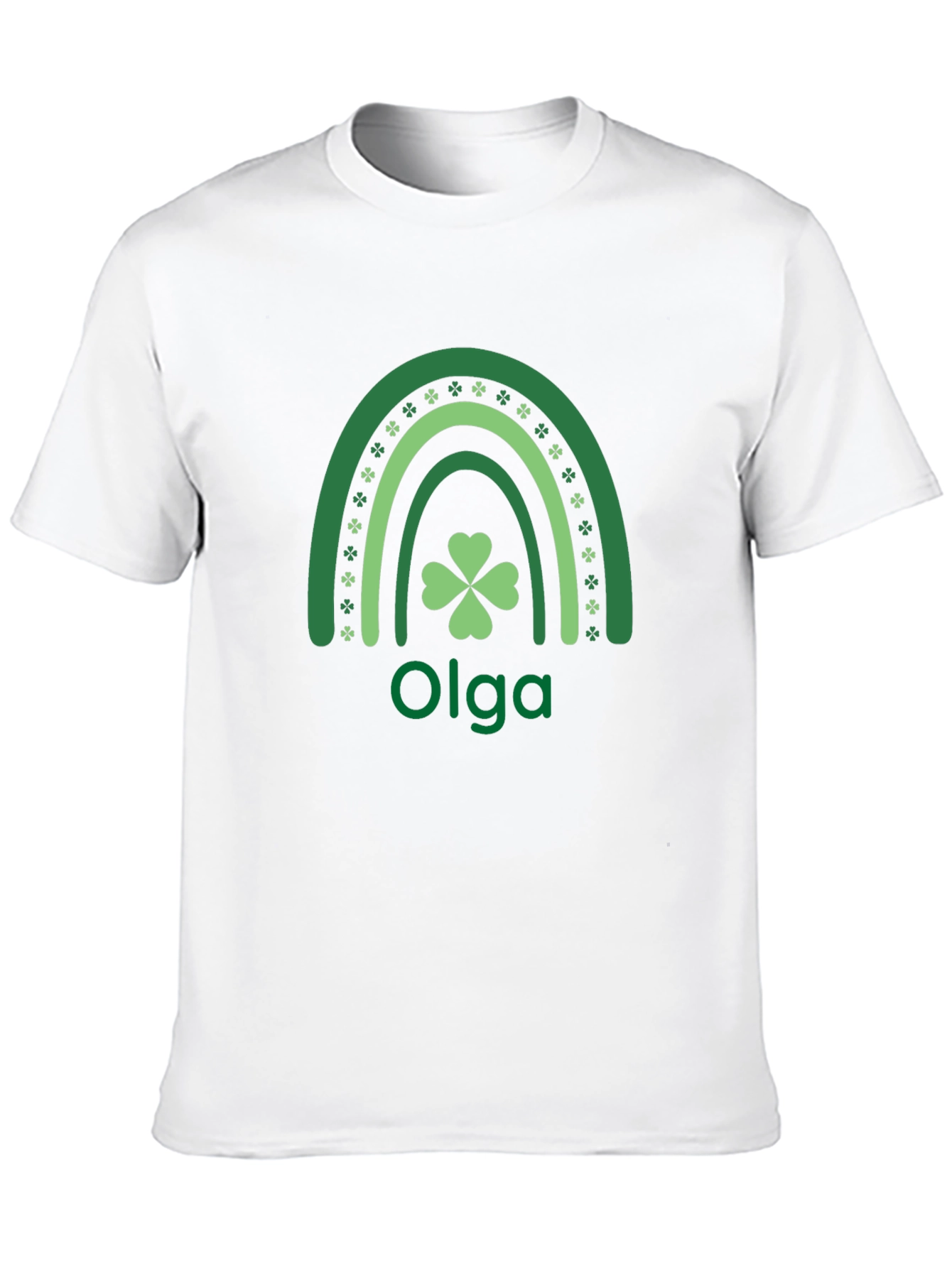 Personalized St. Patricks Day Olga Rainbow Shamrock T-Shirt