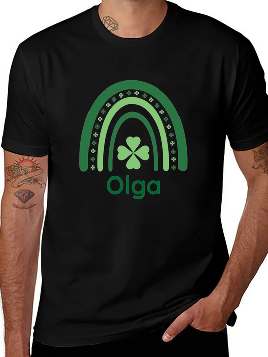 Personalized St. Patricks Day Olga Rainbow Shamrock T-Shirt
