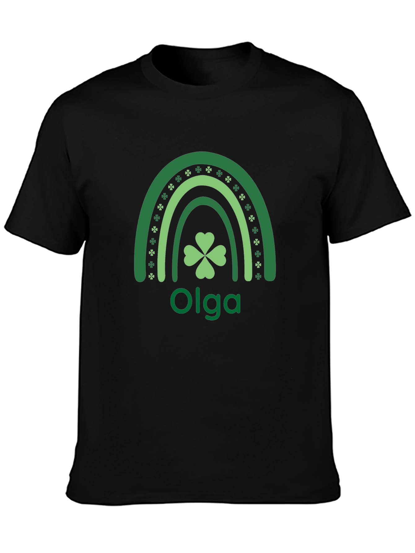 Personalized St. Patricks Day Olga Rainbow Shamrock T-Shirt