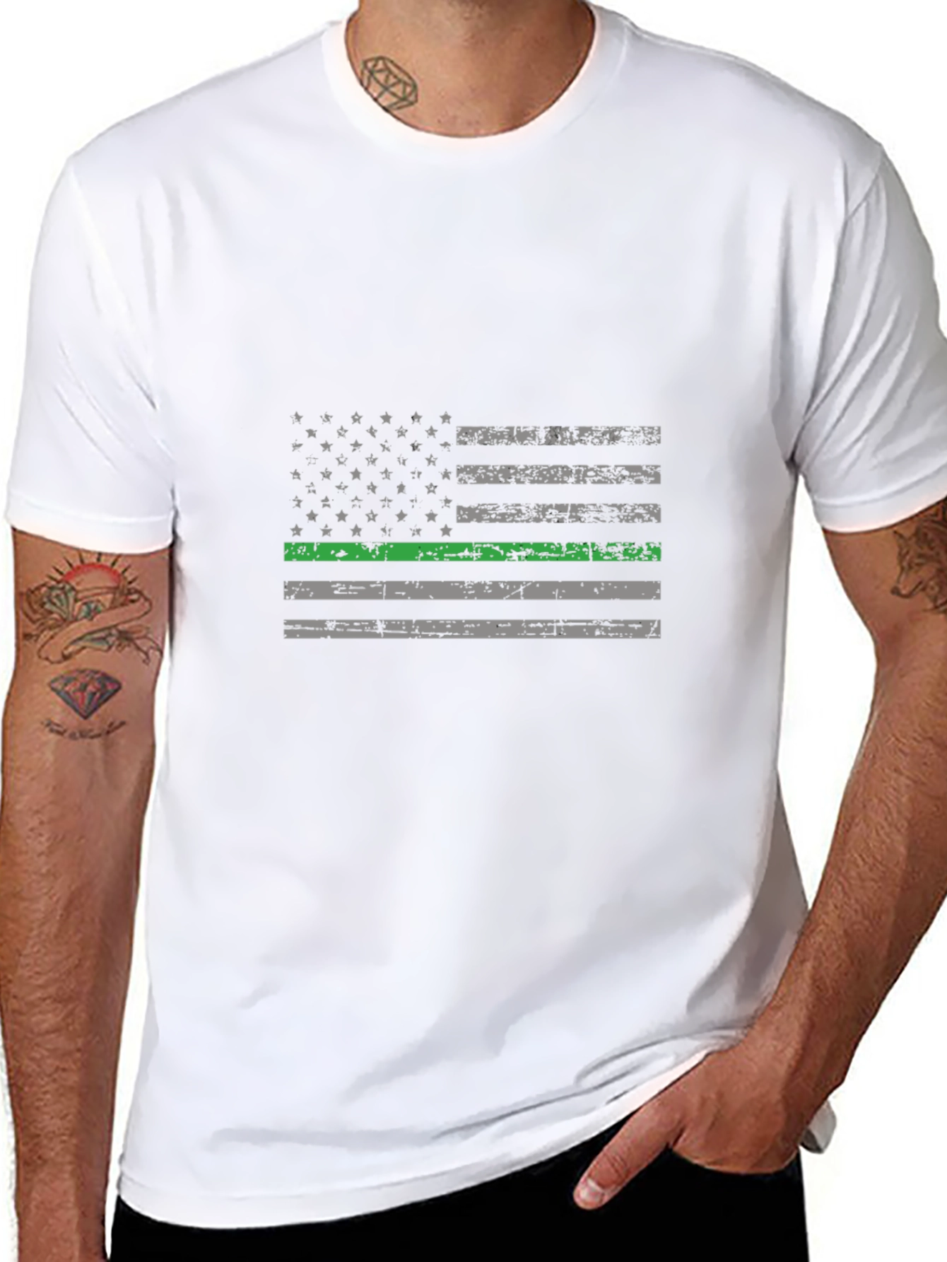 Thin Green Line Flag Graphic Tee