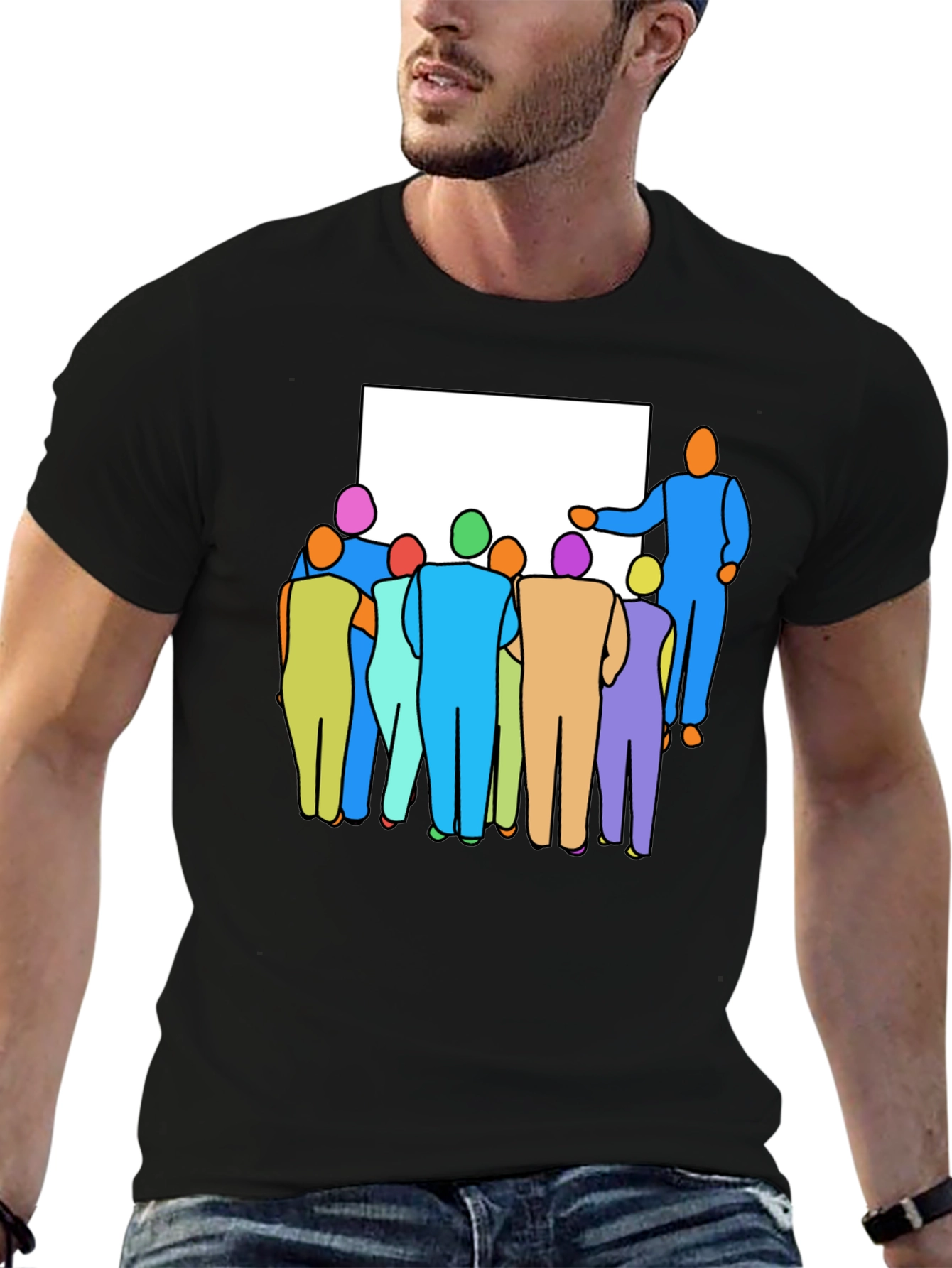 Abstract Crowd Graphic Print Tee