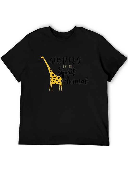 Giraffe Spirit Animal Graphic Black T-Shirt