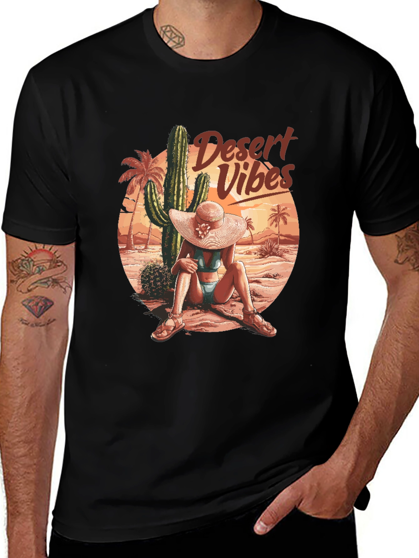Desert Vibes Graphic Tee - Mens Black T-Shirt