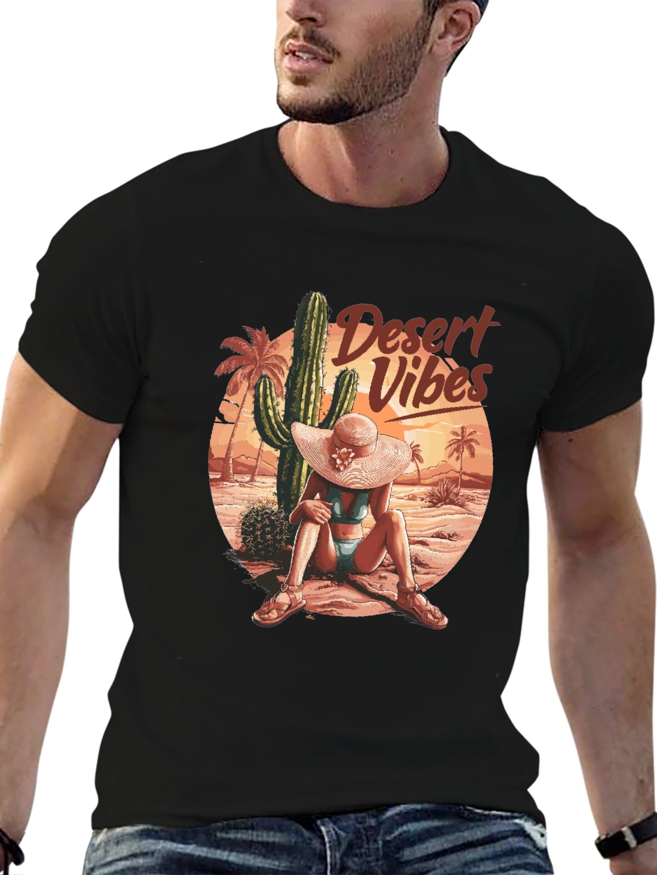 Desert Vibes Graphic Tee - Mens Black T-Shirt