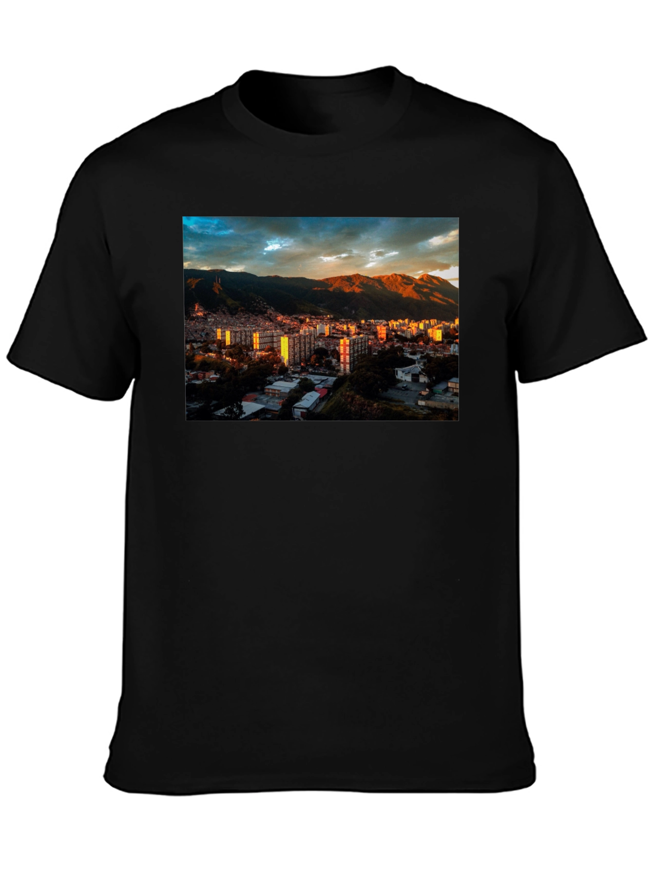 Cityscape Print Black T-Shirt