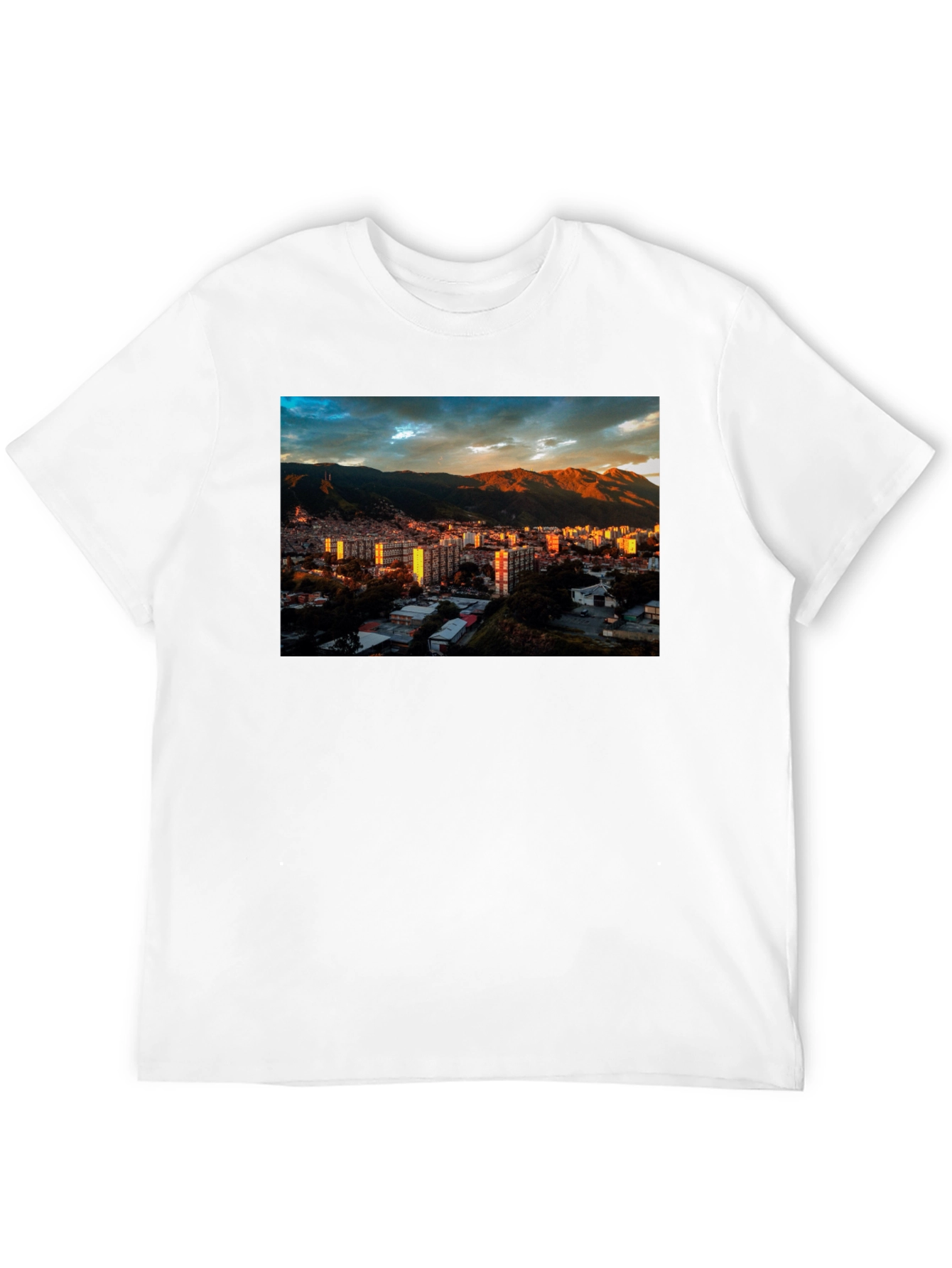 Cityscape Print Black T-Shirt