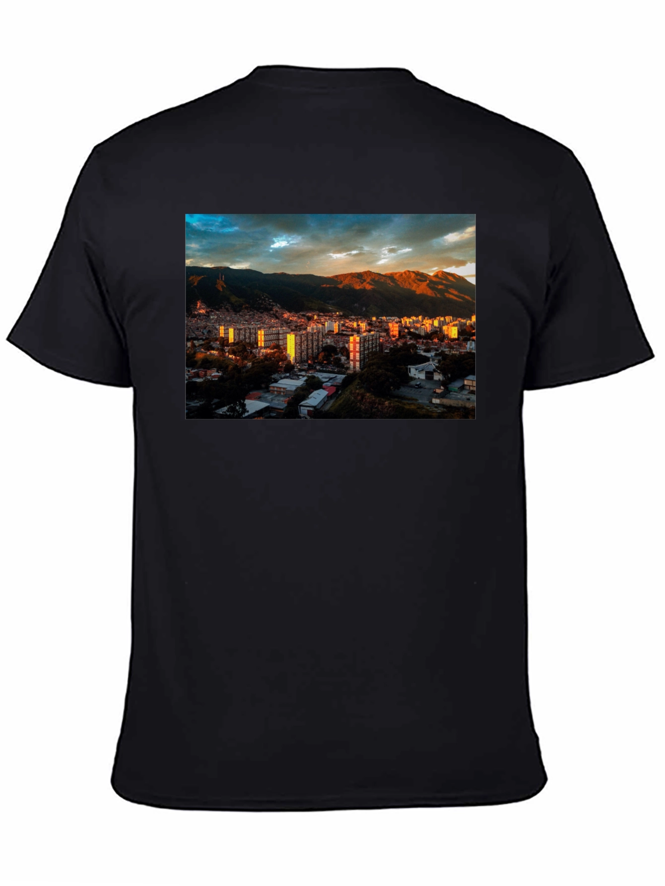 Cityscape Print Black T-Shirt