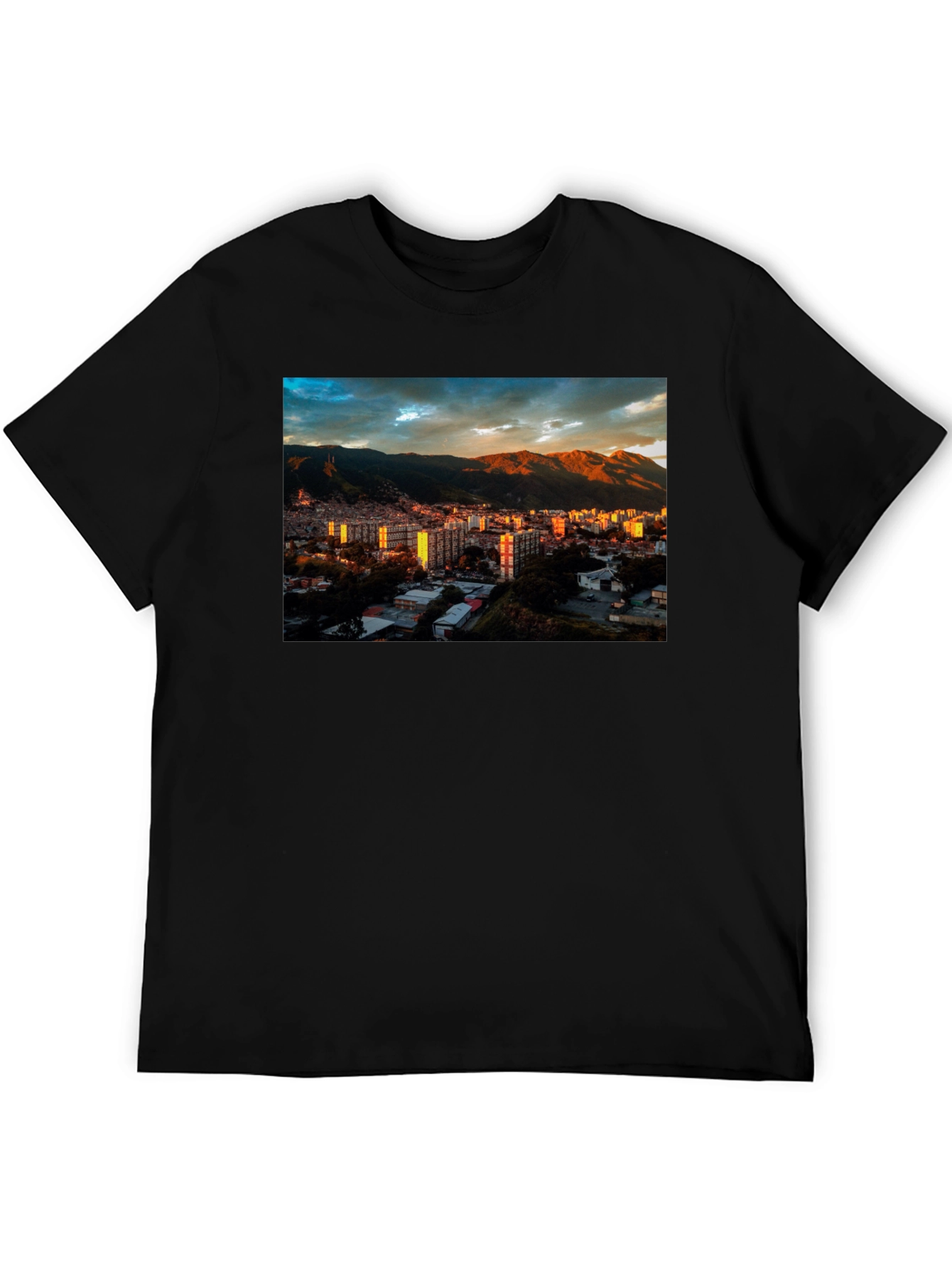 Cityscape Print Black T-Shirt