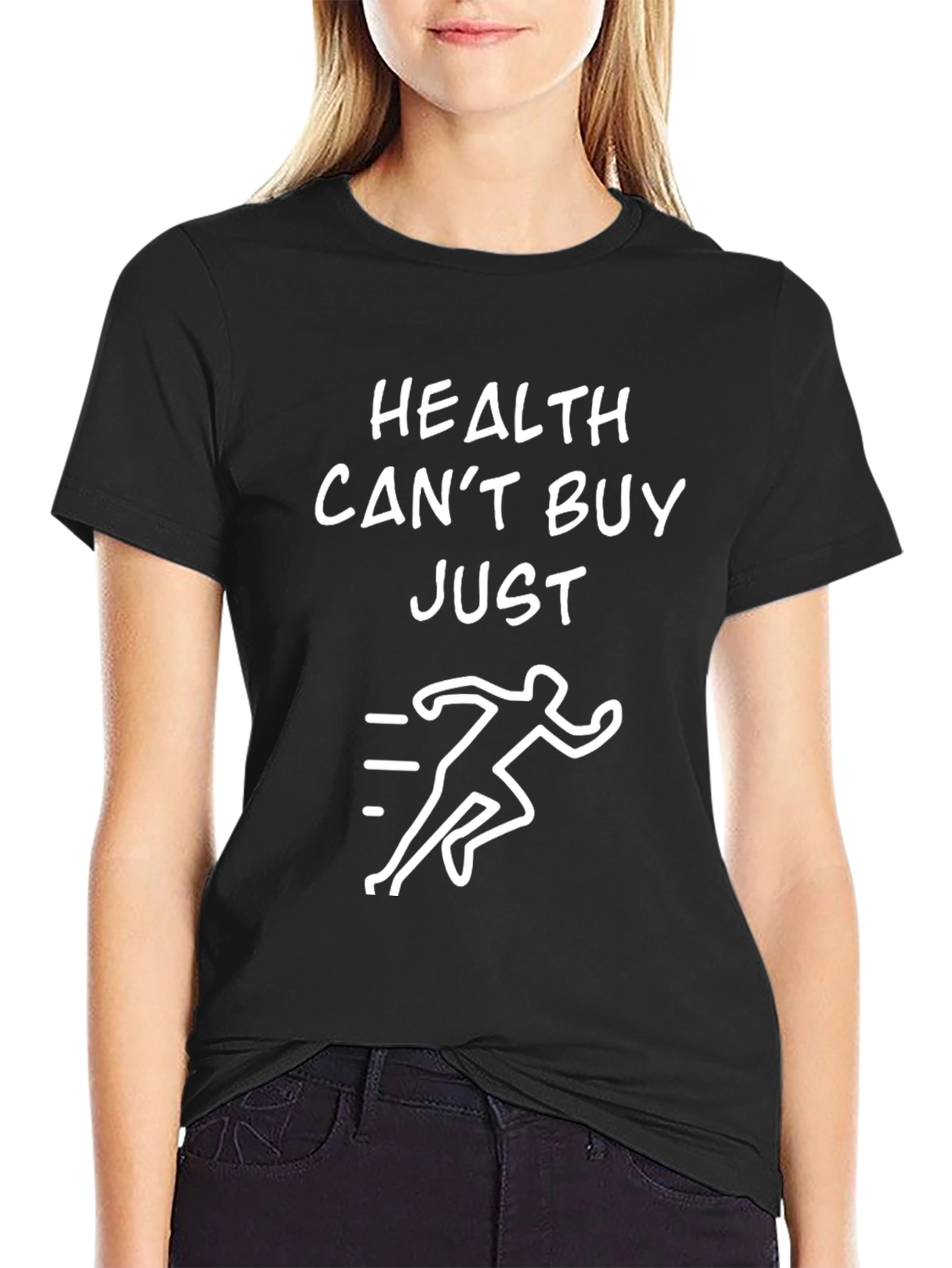 Health Cant Buy Just Run Black Graphic Tee
