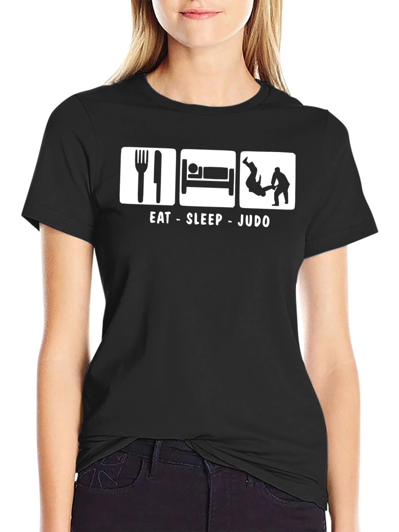 Eat Sleep Judo Black Graphic T-Shirt