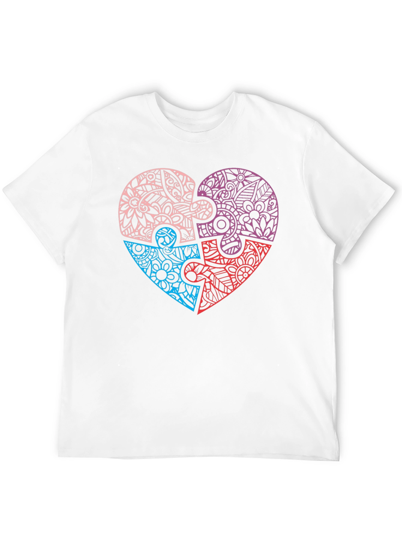 Heart Puzzle Piece Graphic Tee - Black