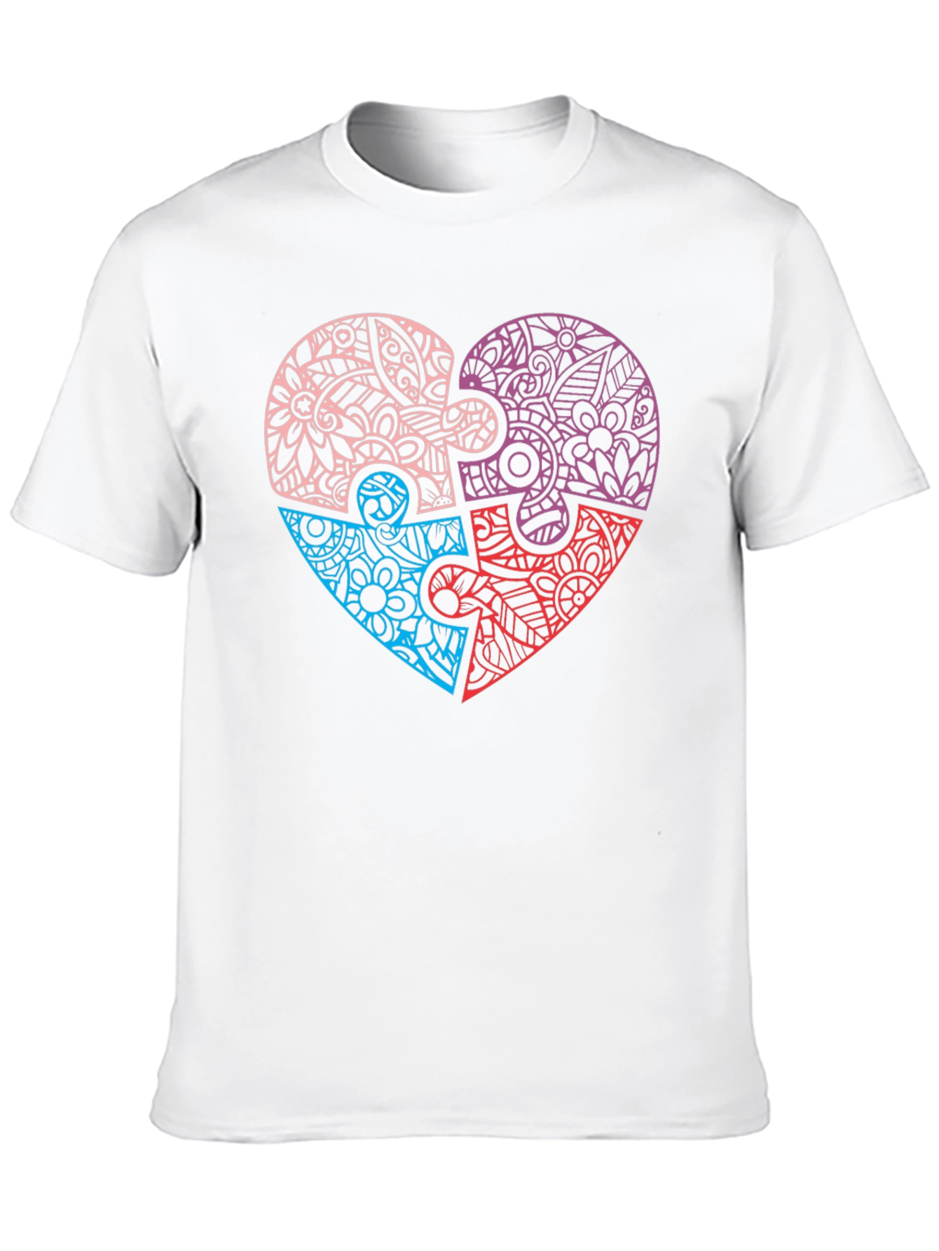 Heart Puzzle Piece Graphic Tee - Black