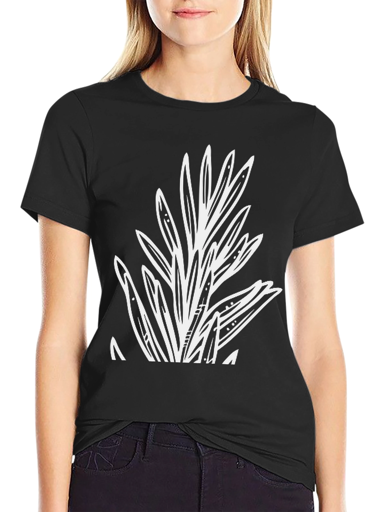 Botanical Print Black T-Shirt - Casual Style
