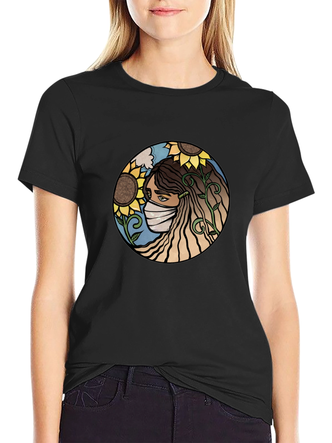 Nature Art T-Shirt - Sunflower Mask Design