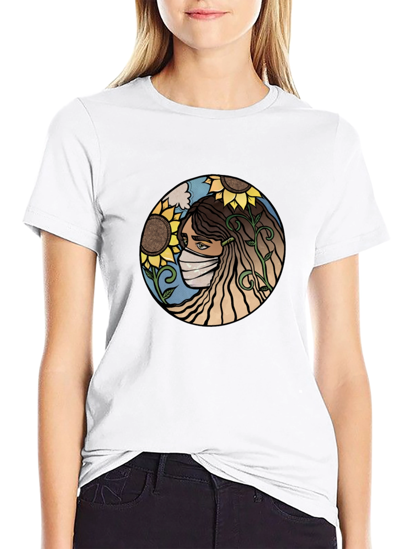 Nature Art T-Shirt - Sunflower Mask Design