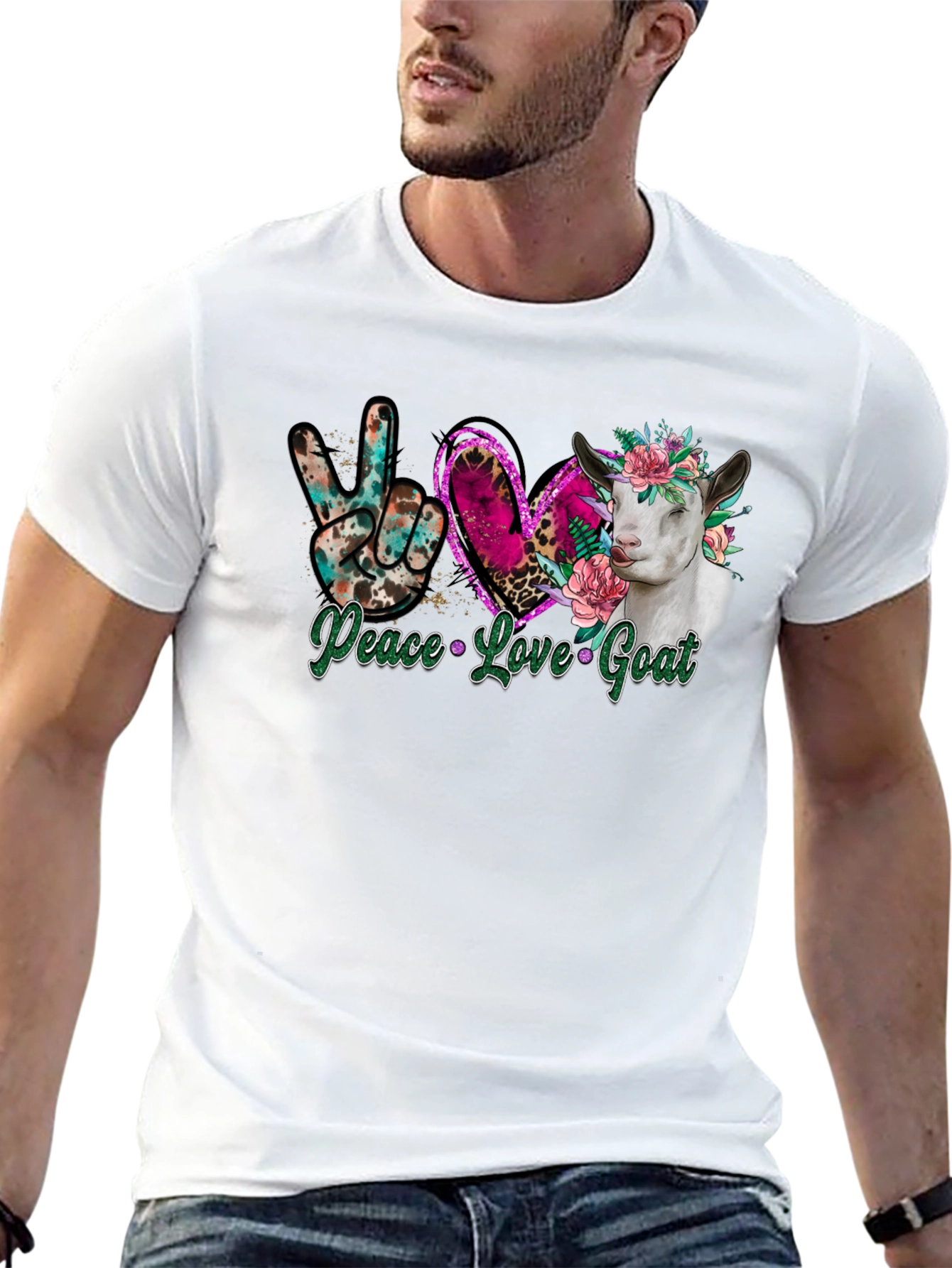 Peace Love Goat Graphic T-Shirt