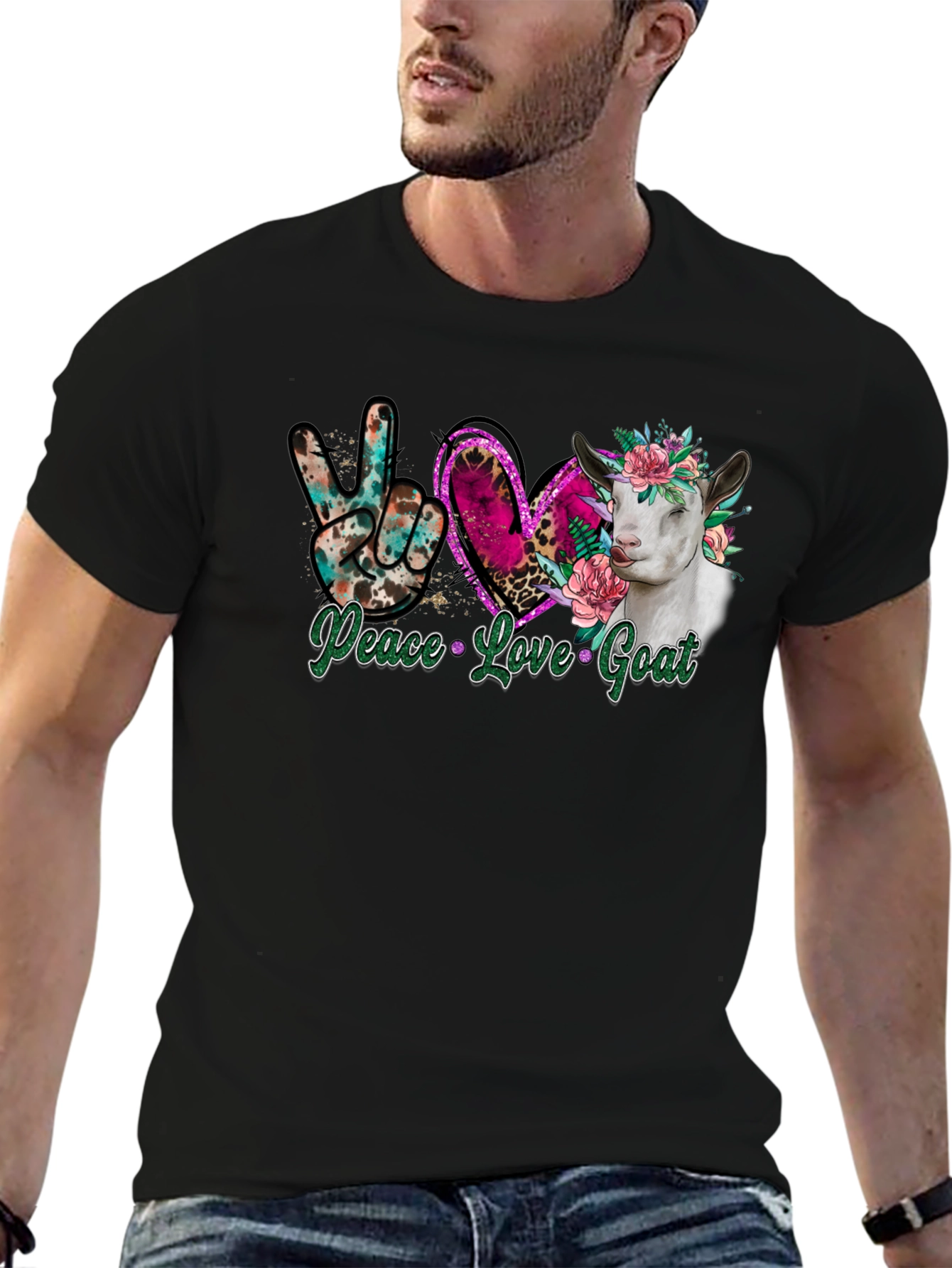 Peace Love Goat Graphic T-Shirt