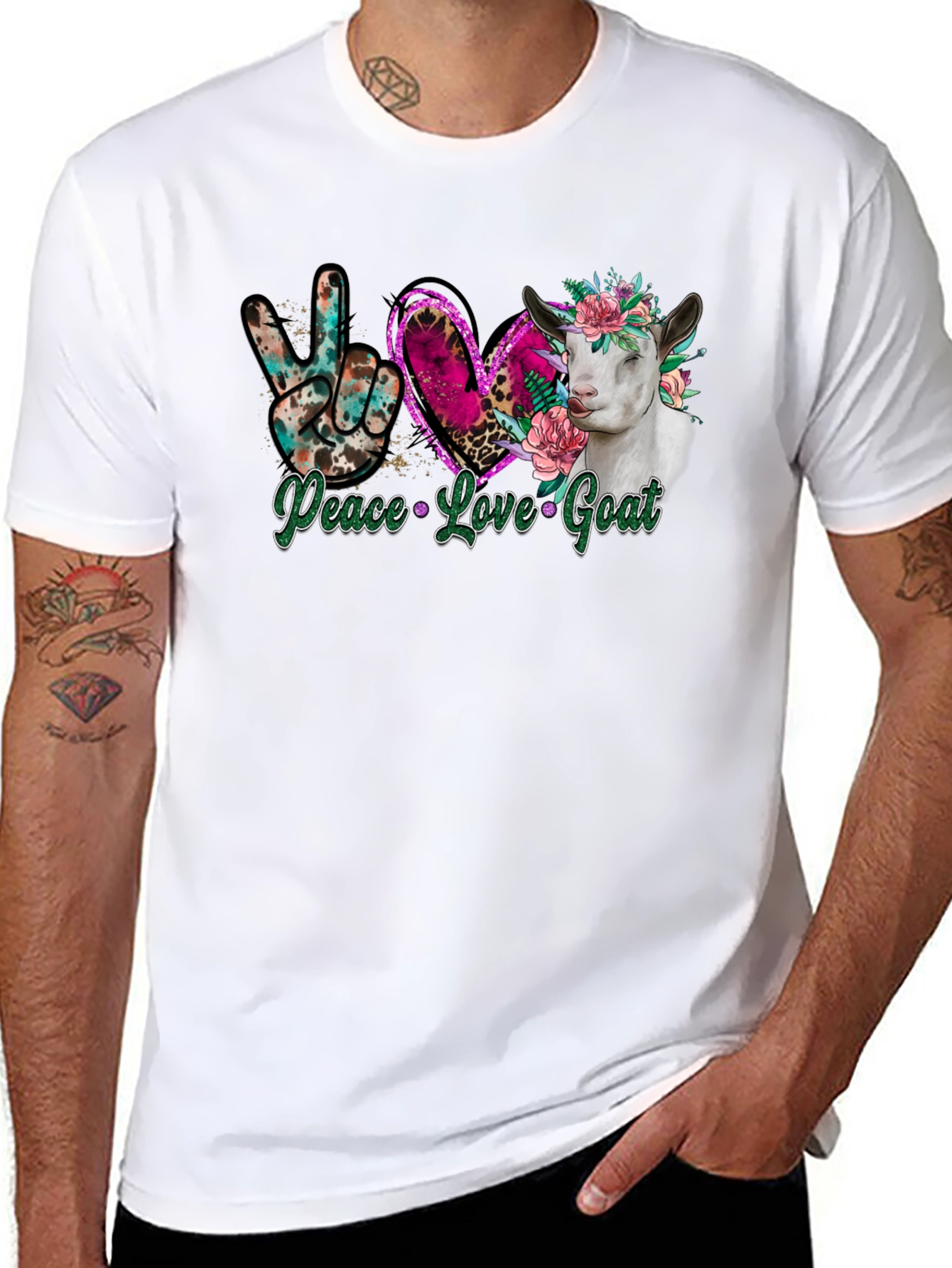 Peace Love Goat Graphic T-Shirt