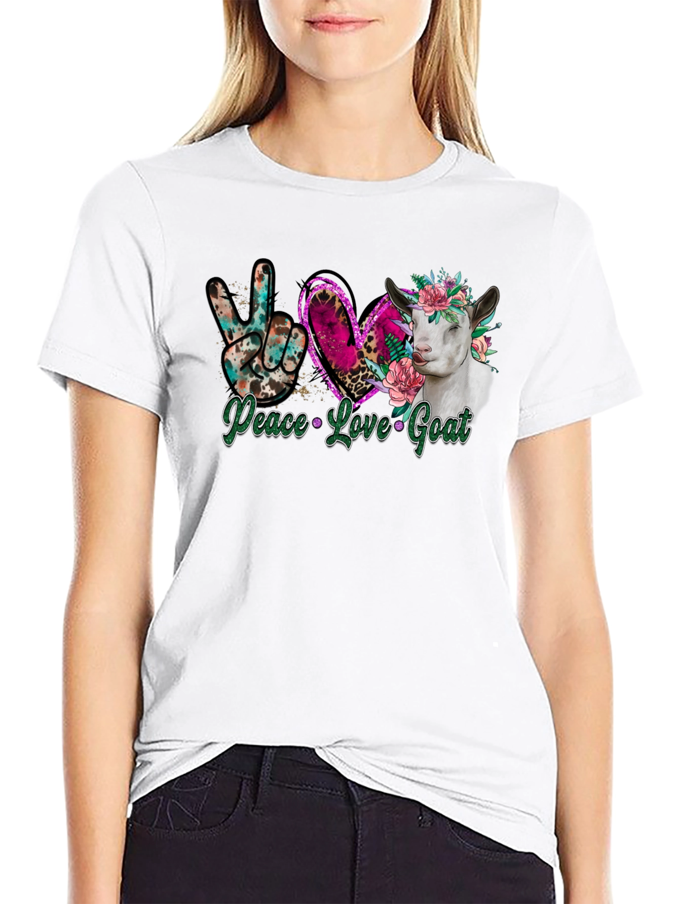 Peace Love Goat Graphic T-Shirt