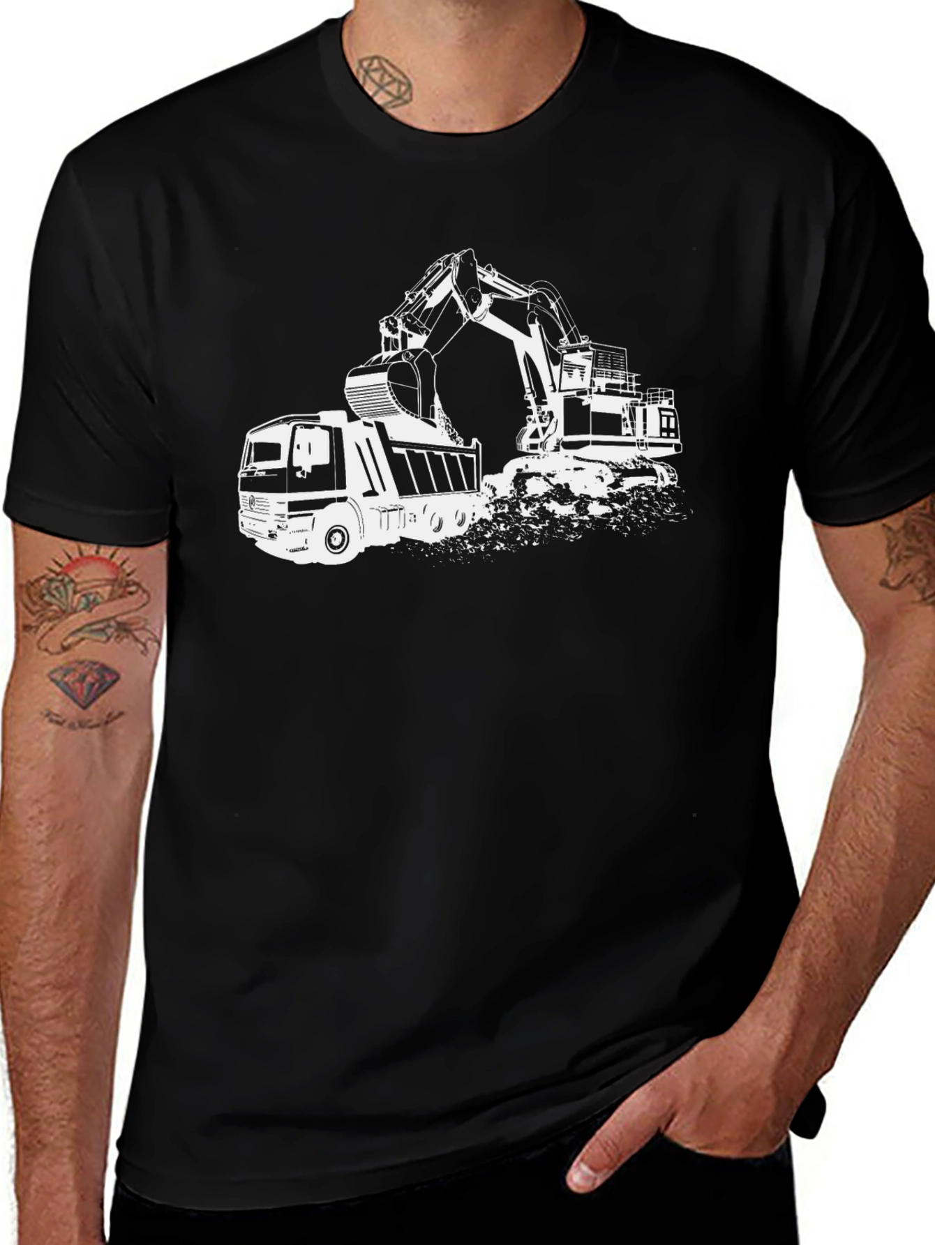 Construction Vehicle Graphic Tee - Black