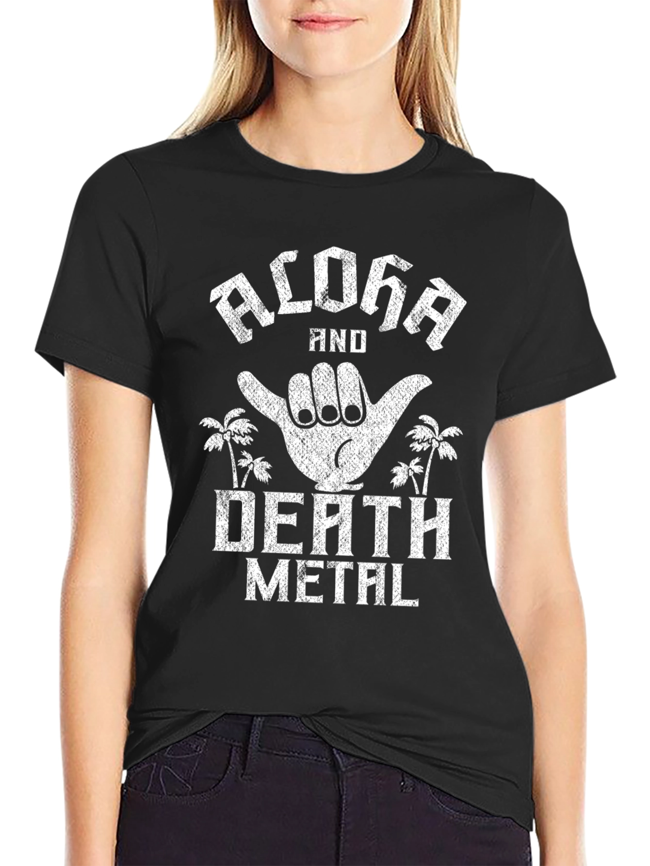 Aloha Death Metal Graphic Tee - Black T-Shirt