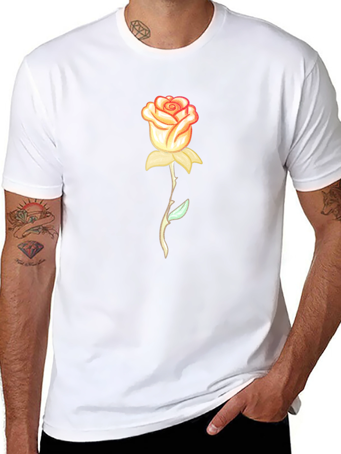 Rose Graphic T-Shirt - Stylish Black Tee