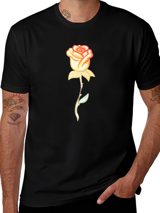 Rose Graphic T-Shirt - Stylish Black Tee