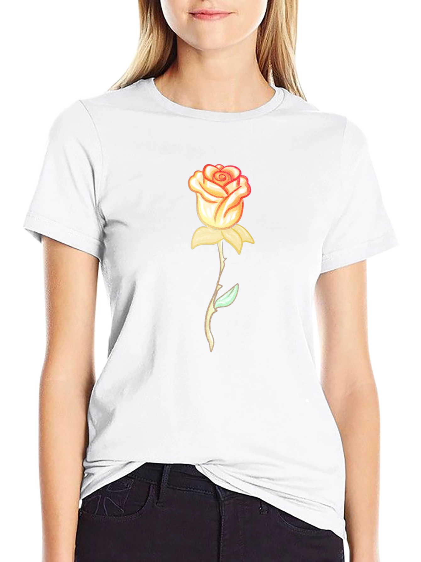 Rose Graphic T-Shirt - Stylish Black Tee