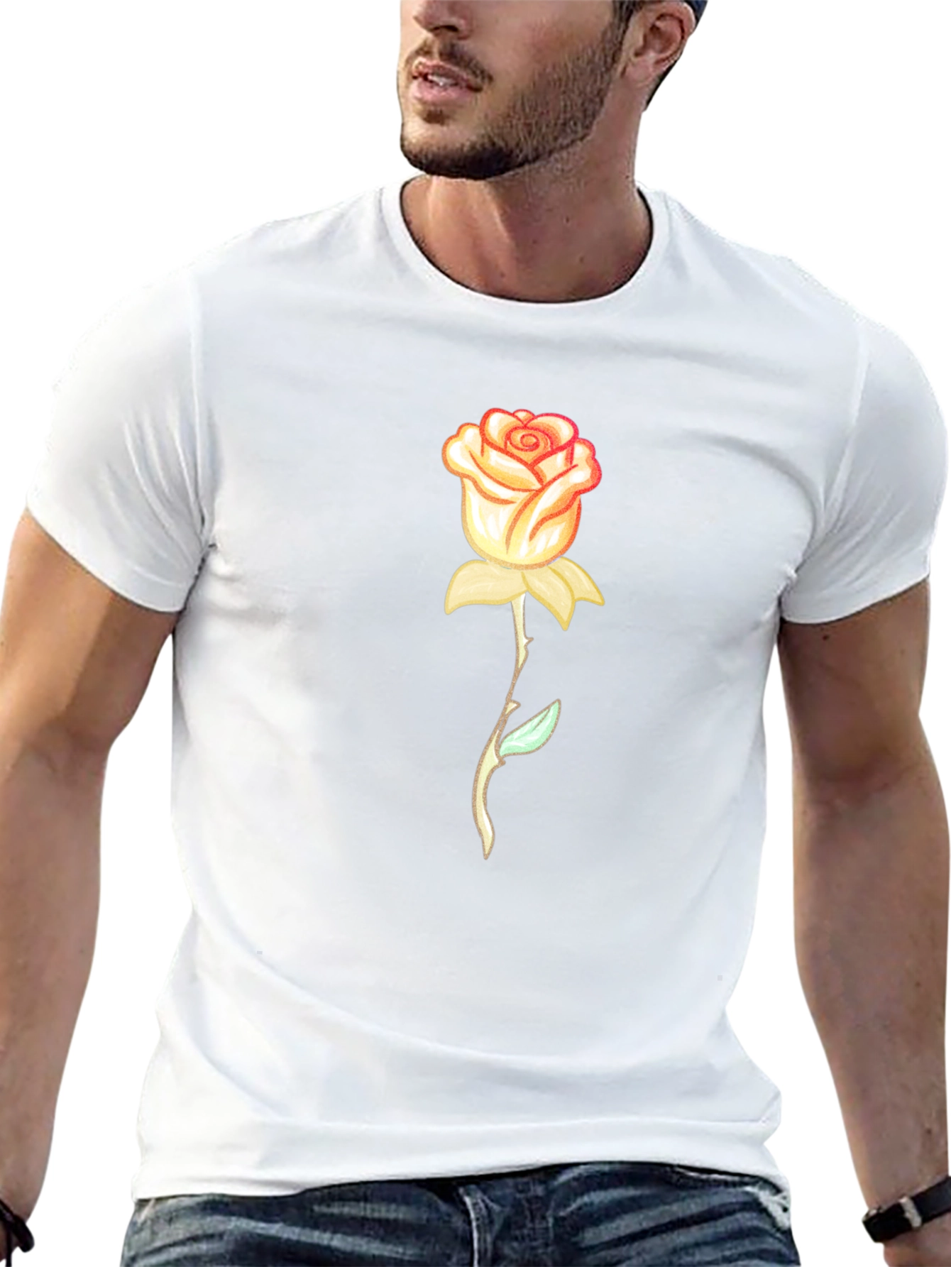 Rose Graphic T-Shirt - Stylish Black Tee