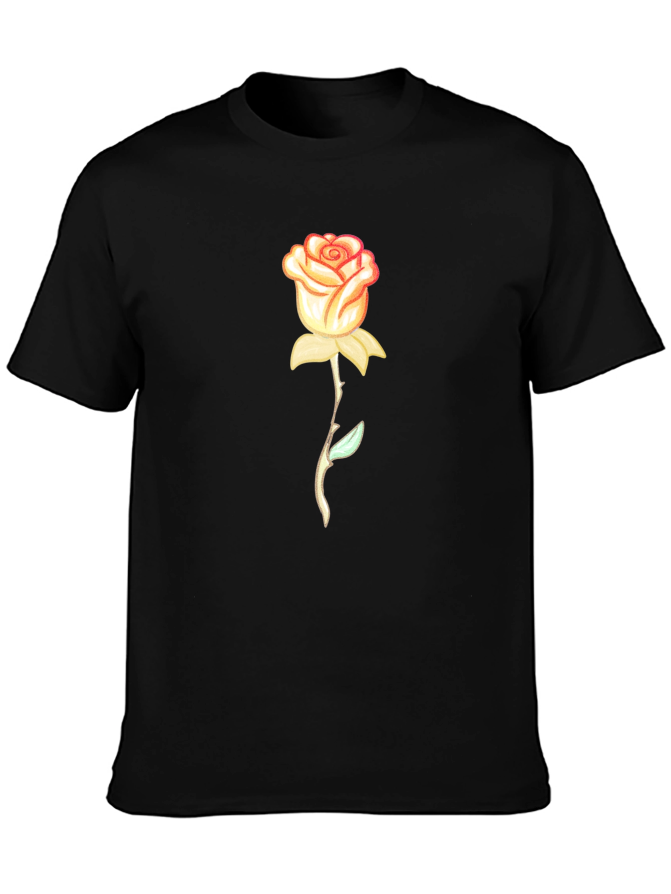 Rose Graphic T-Shirt - Stylish Black Tee
