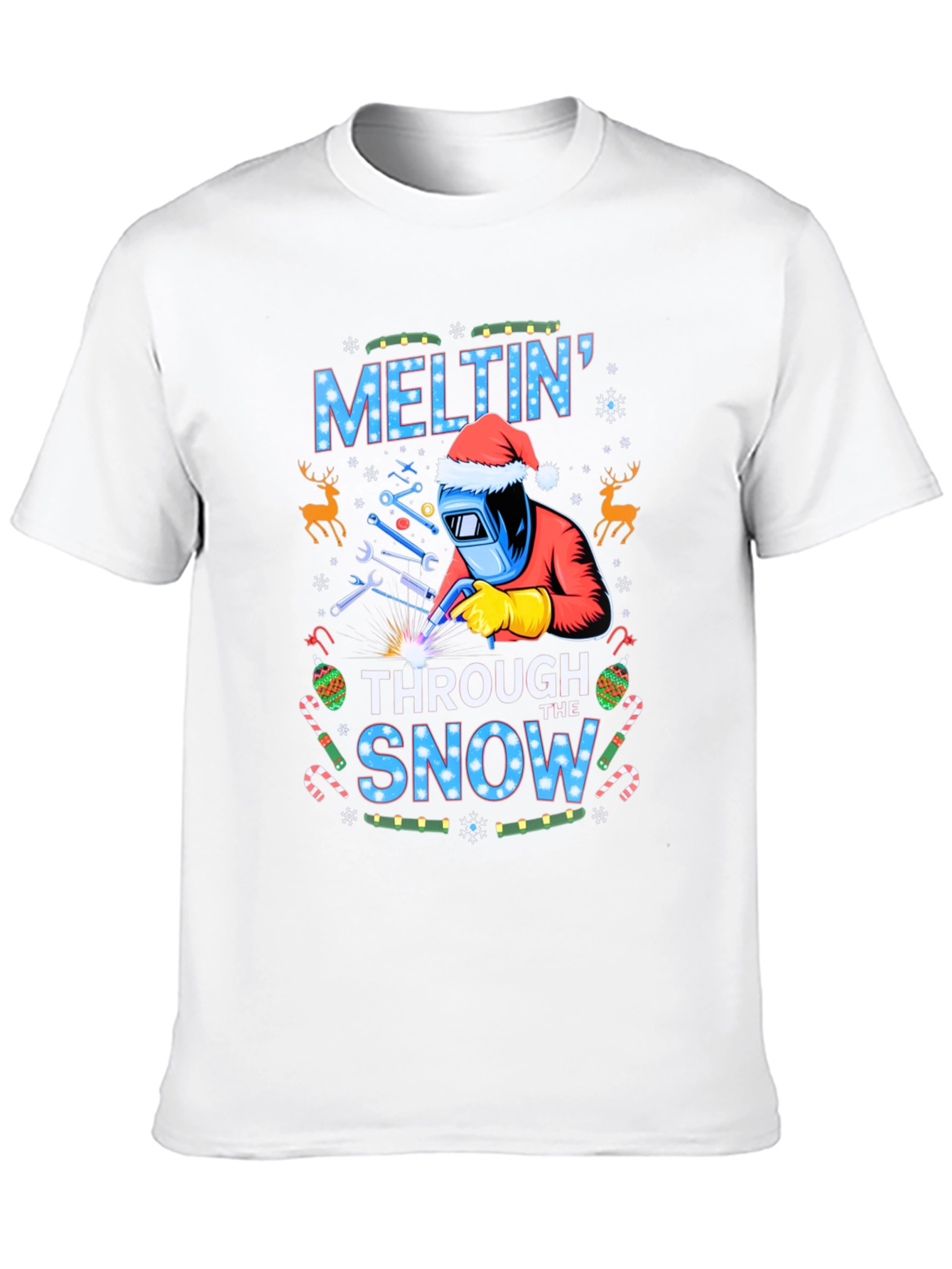 Melting Through the Snow Christmas Welder T-Shirt