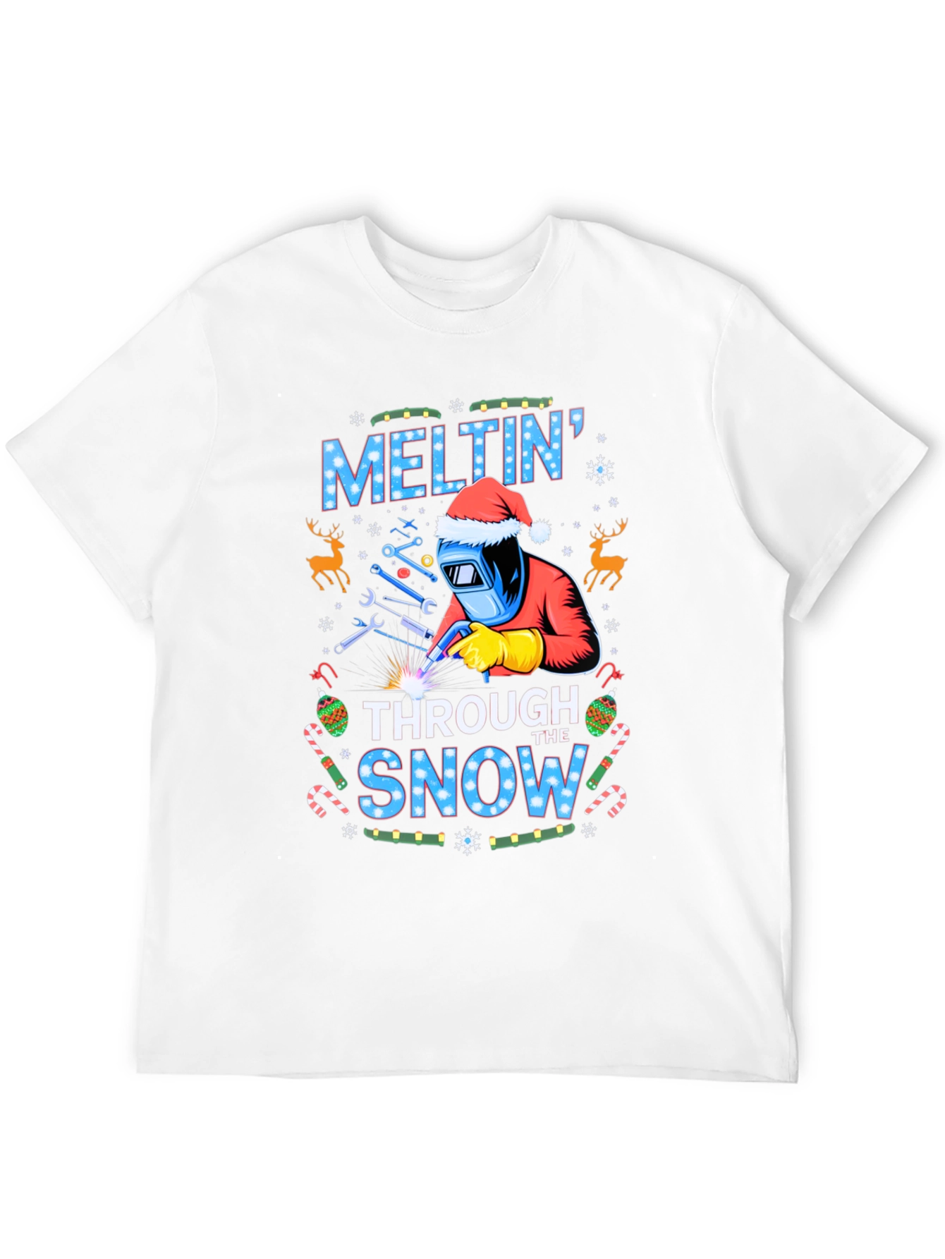 Melting Through the Snow Christmas Welder T-Shirt