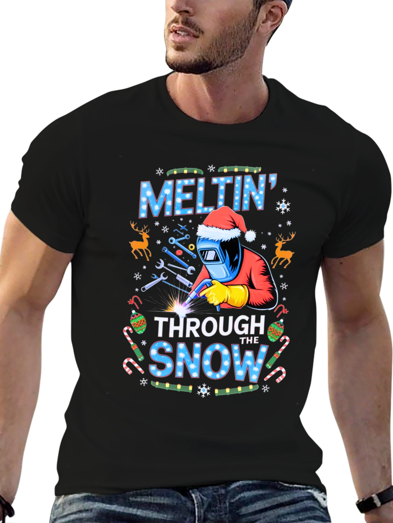 Melting Through the Snow Christmas Welder T-Shirt