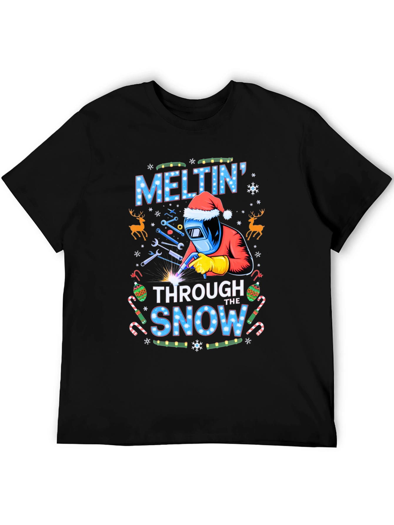 Melting Through the Snow Christmas Welder T-Shirt