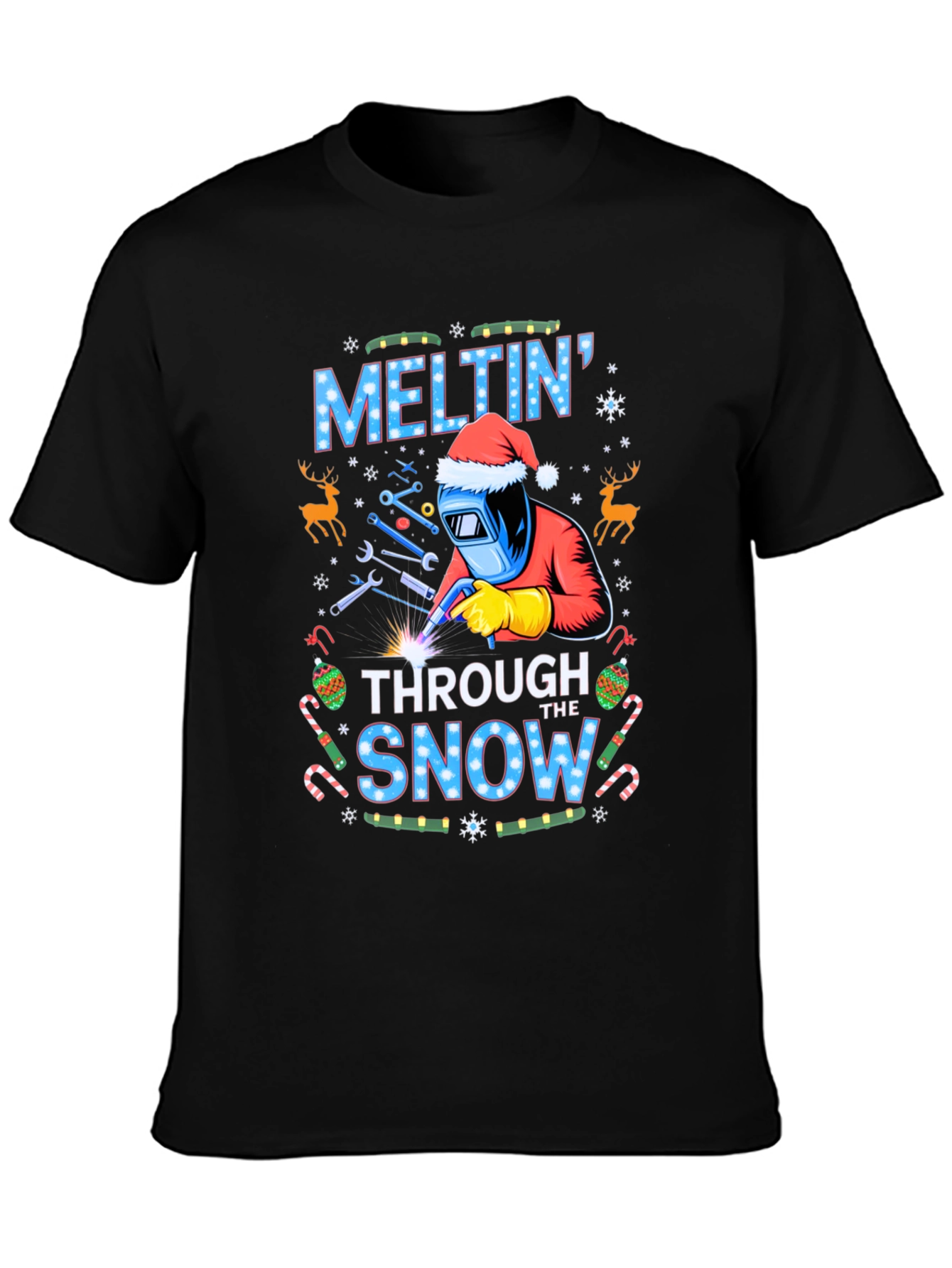 Melting Through the Snow Christmas Welder T-Shirt
