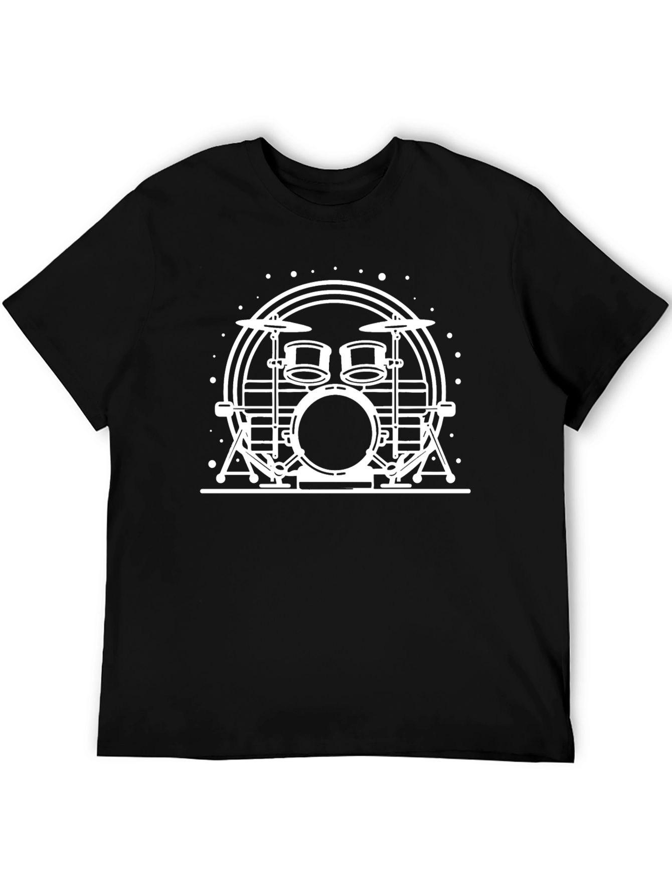Drum Kit Graphic Tee - Black Cotton T-Shirt