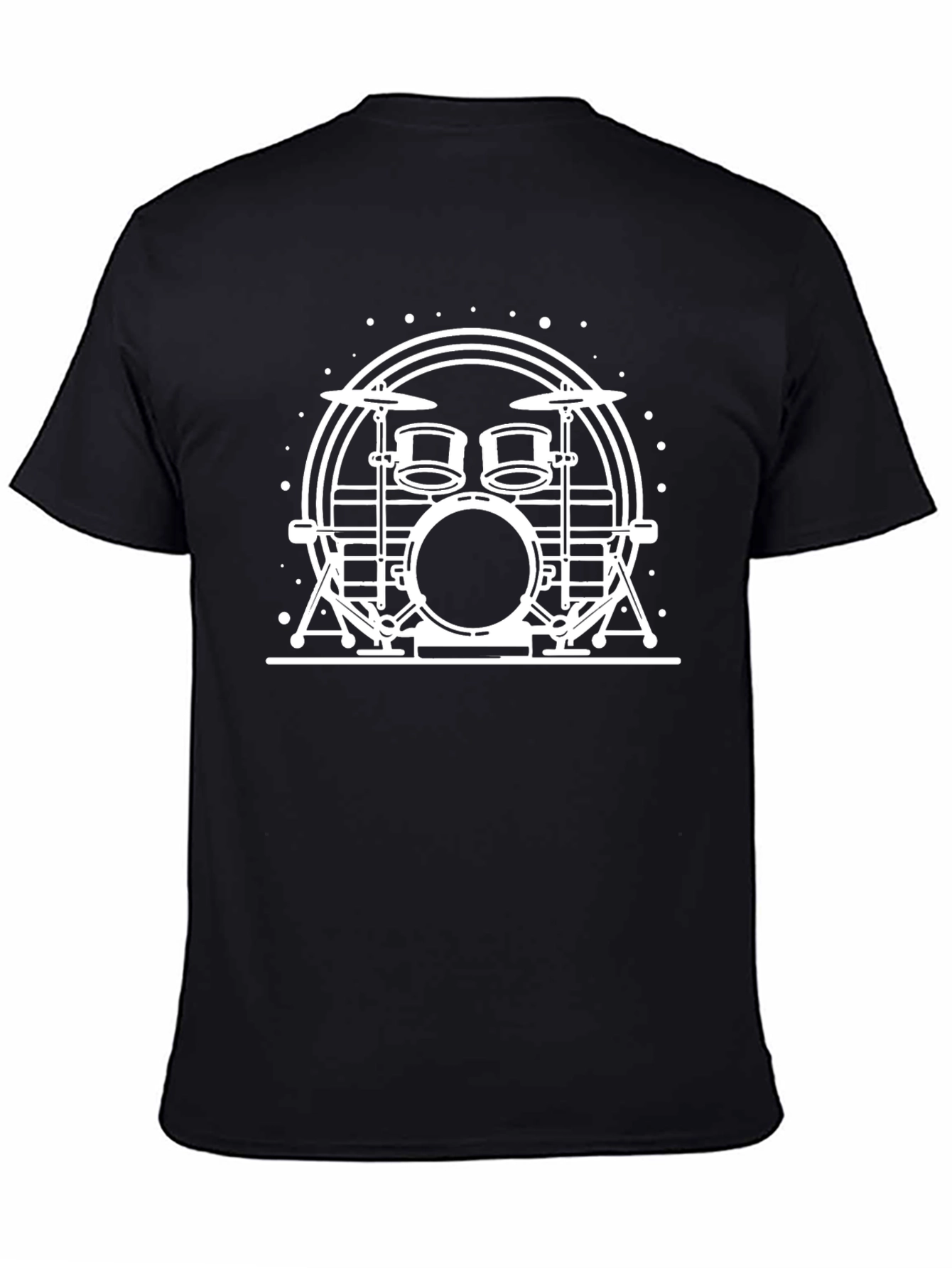 Drum Kit Graphic Tee - Black Cotton T-Shirt
