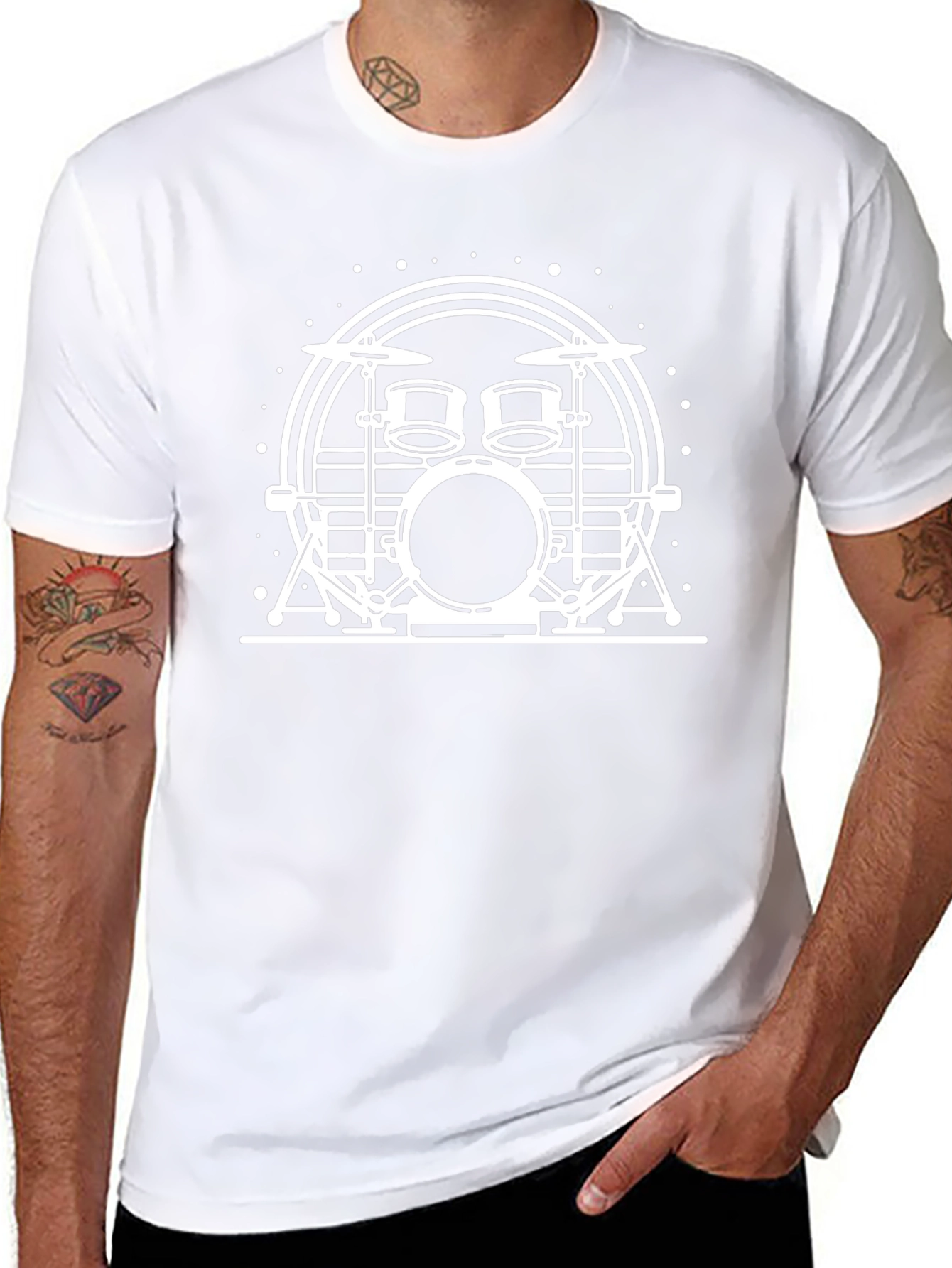 Drum Kit Graphic Tee - Black Cotton T-Shirt