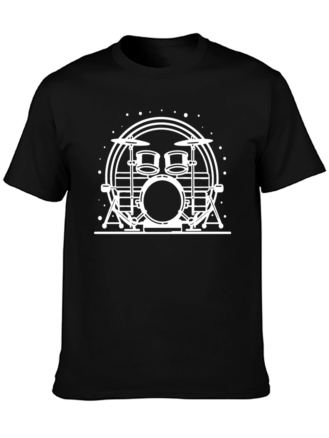 Drum Kit Graphic Tee - Black Cotton T-Shirt