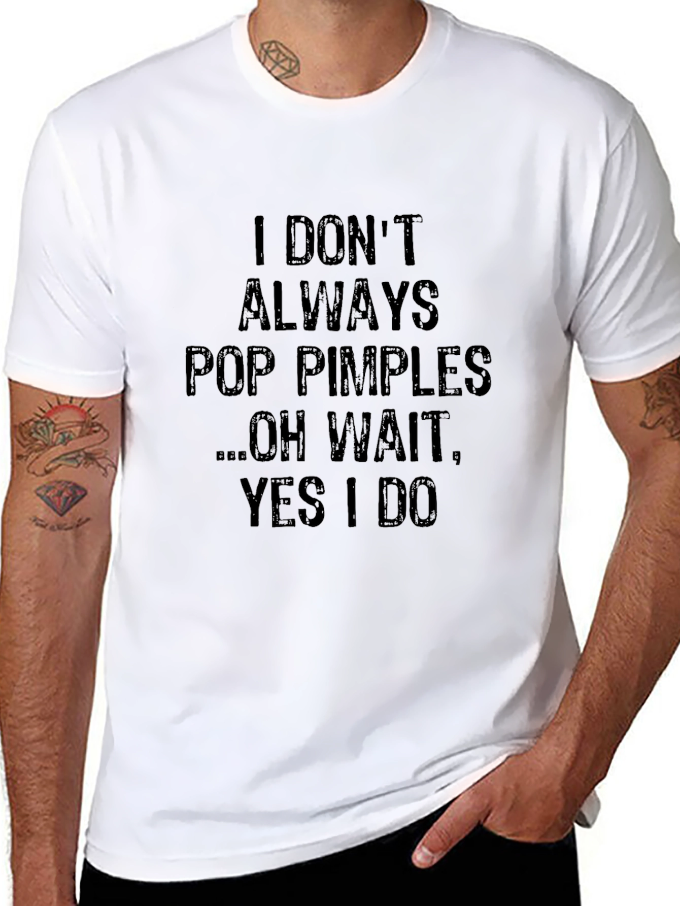 Funny Pop Pimples Graphic Mens Black T-Shirt