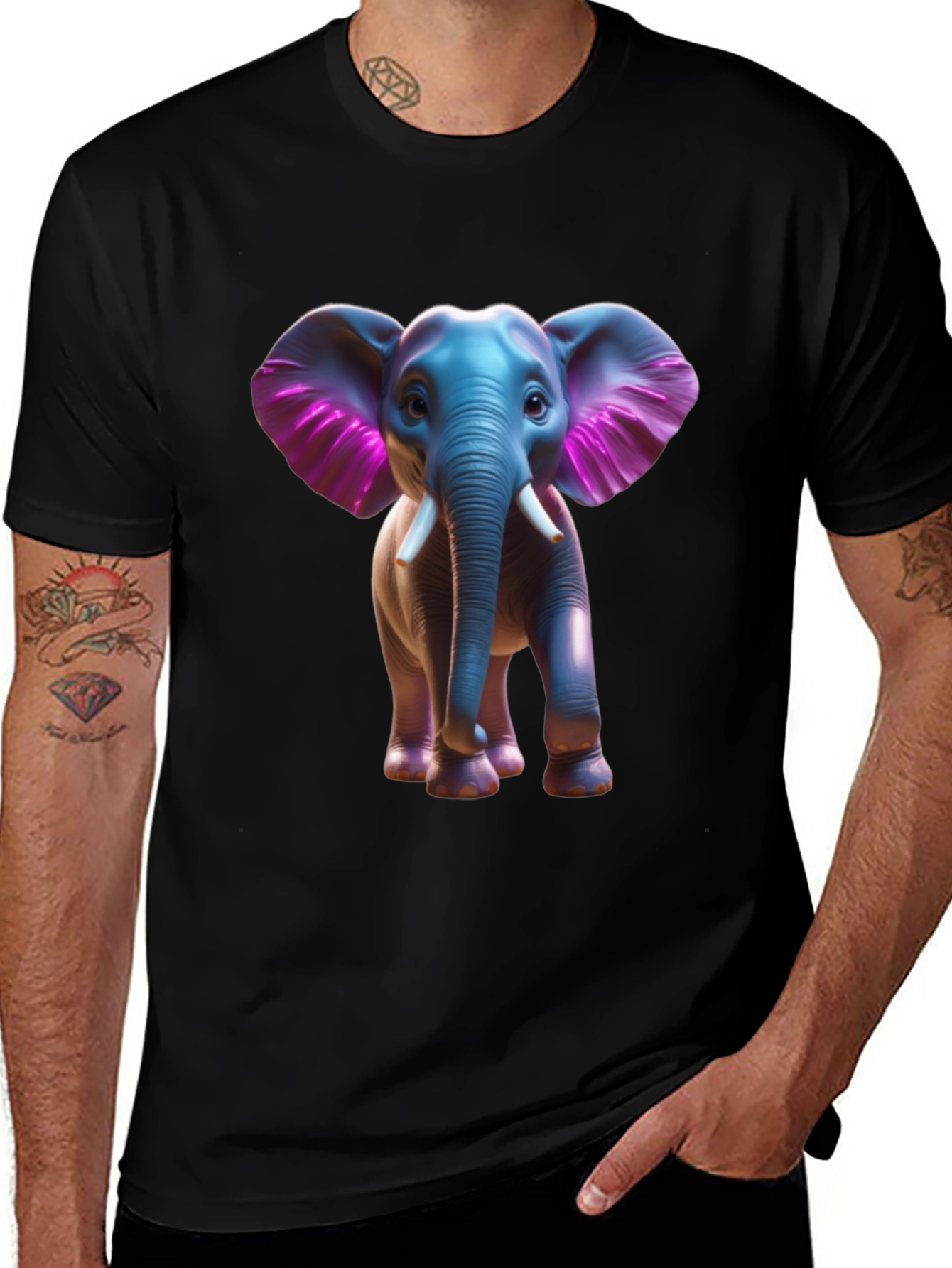 Elephant Graphic Tee - Stylish Black Cotton T-Shirt