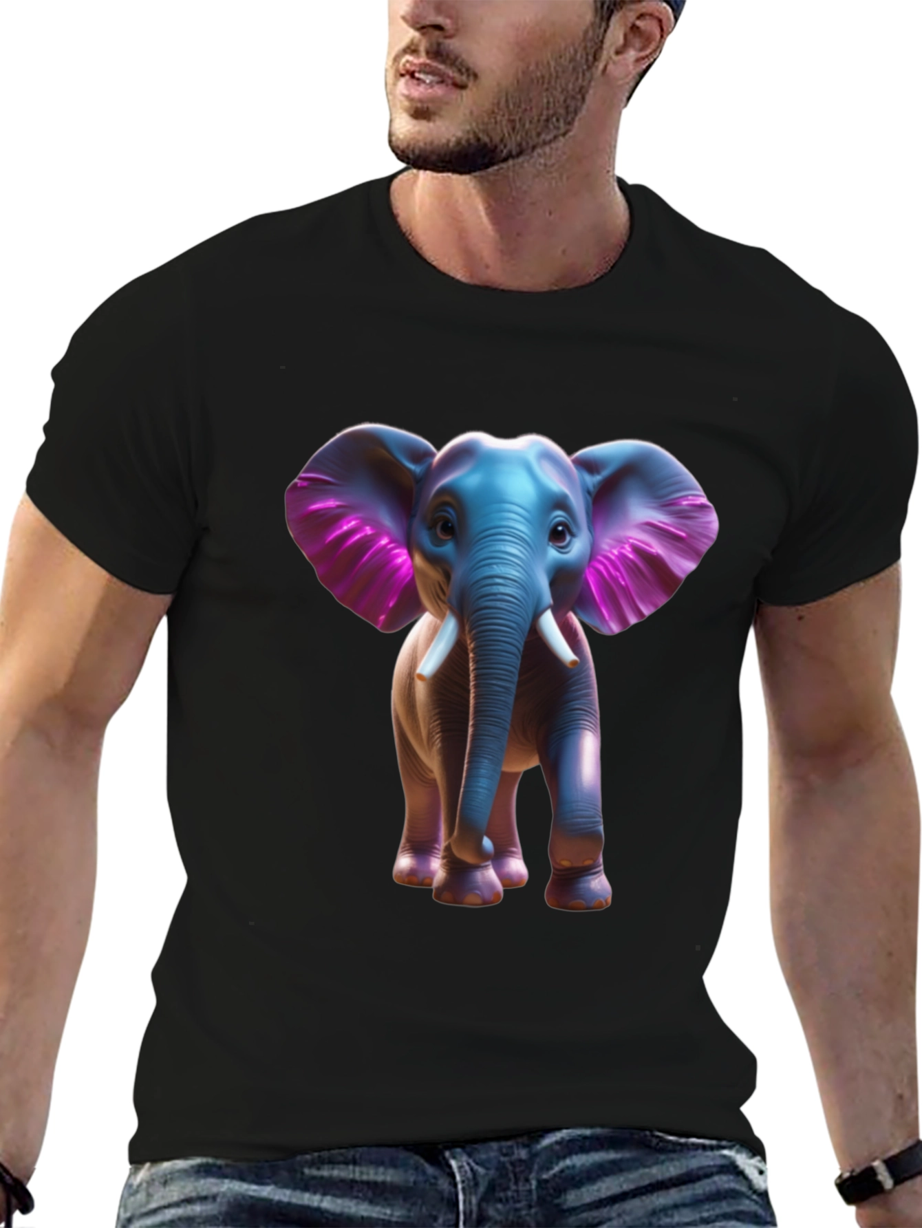 Elephant Graphic Tee - Stylish Black Cotton T-Shirt