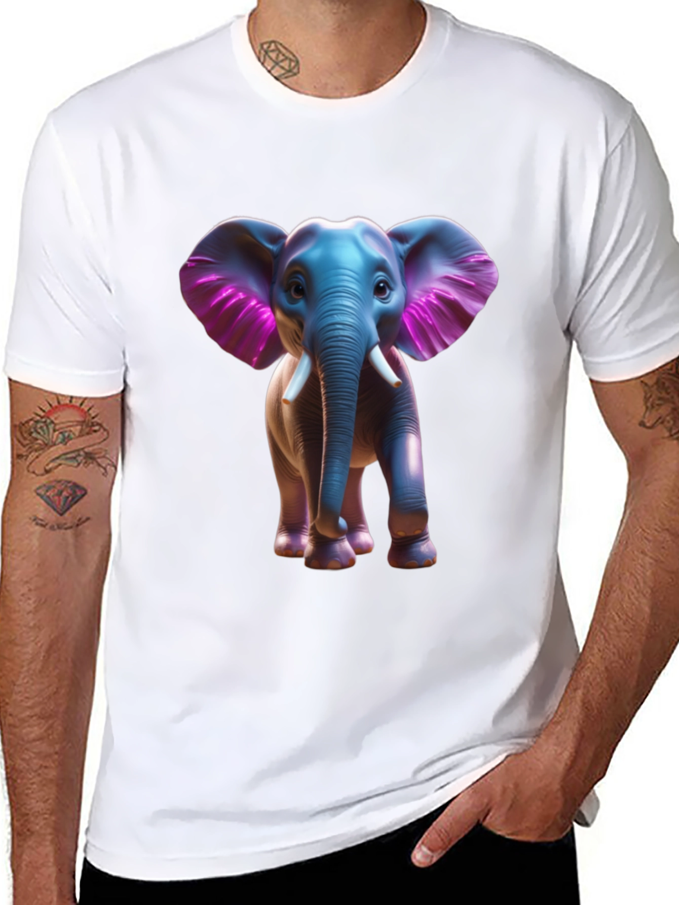 Elephant Graphic Tee - Stylish Black Cotton T-Shirt